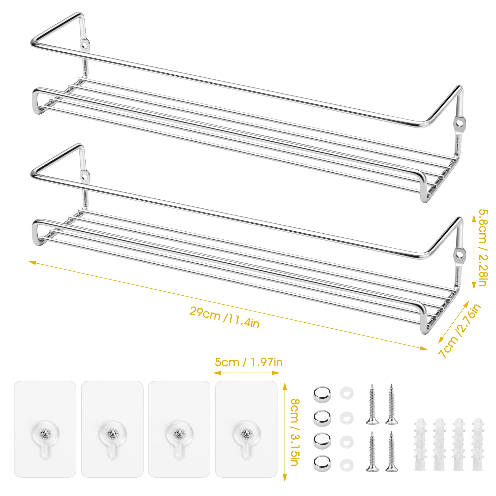 Lonian Spice Rack Organiser, 2-Tier Spice Shelf Storage Racks Wall Mounted for Kitchen Cabinet Pantry Door