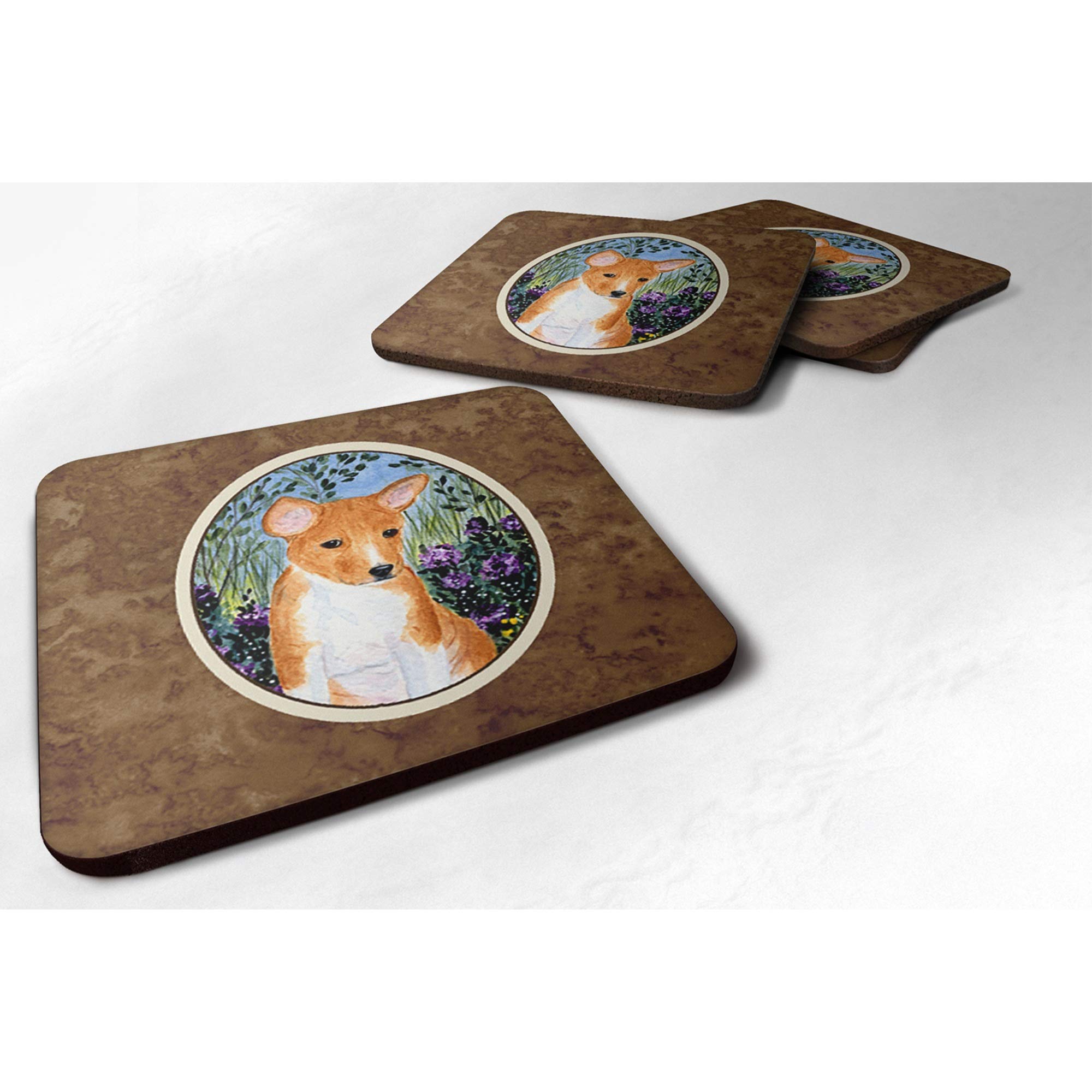 Carolines Treasures Basenji Foam Coasters (Set of 4), 3.5 H x 3.5 W, Multicolor