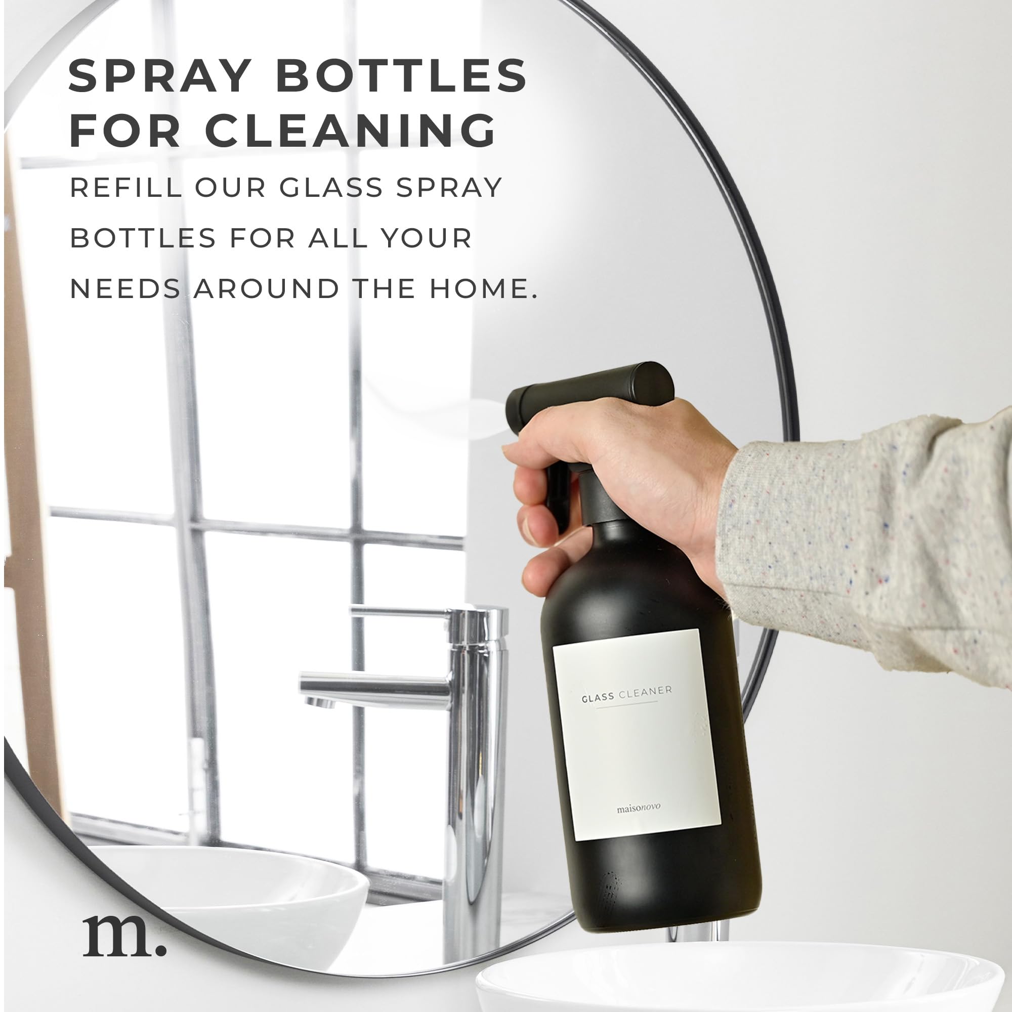 Maisonovo Spray Bottle For Hair | 16.9 Fl Oz Black X 2 With 16 Labels