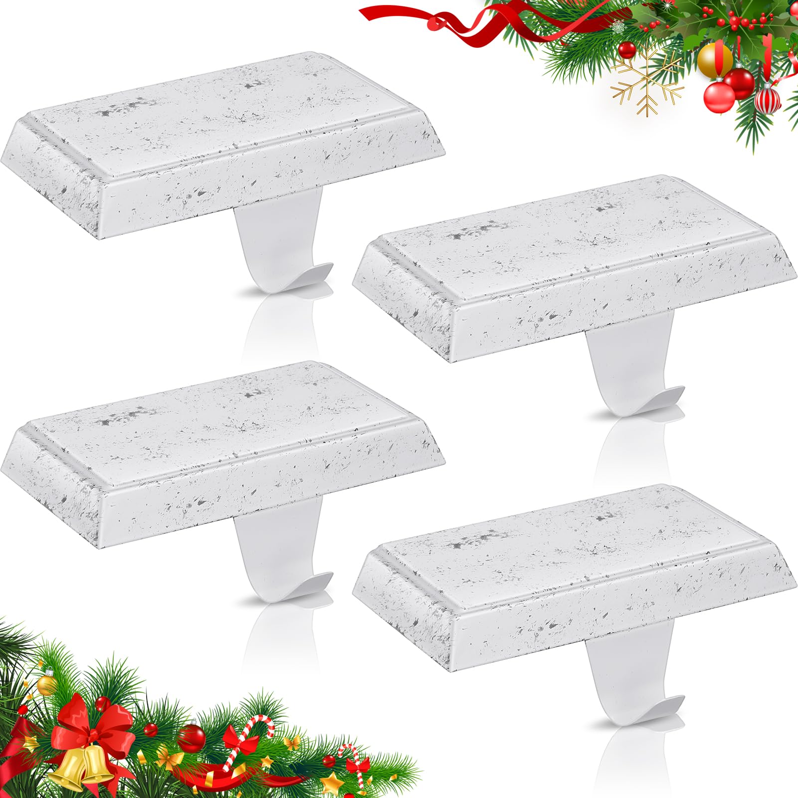 Zhengmy 2 Pcs Christmas Stocking Holders for Mantle Weighted Stocking Holder Fireplace Hangers for Xmas Holiday Party Decoration