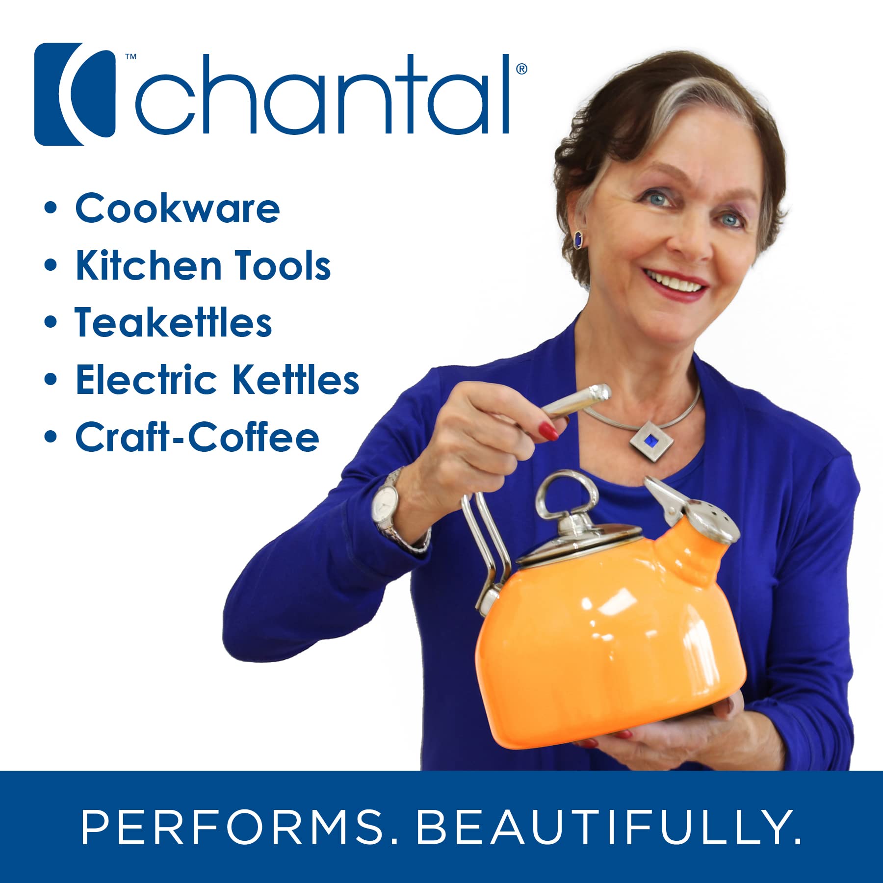 Chantal Oslo Cordless Electric Kettle, 18 Quart, Matte White