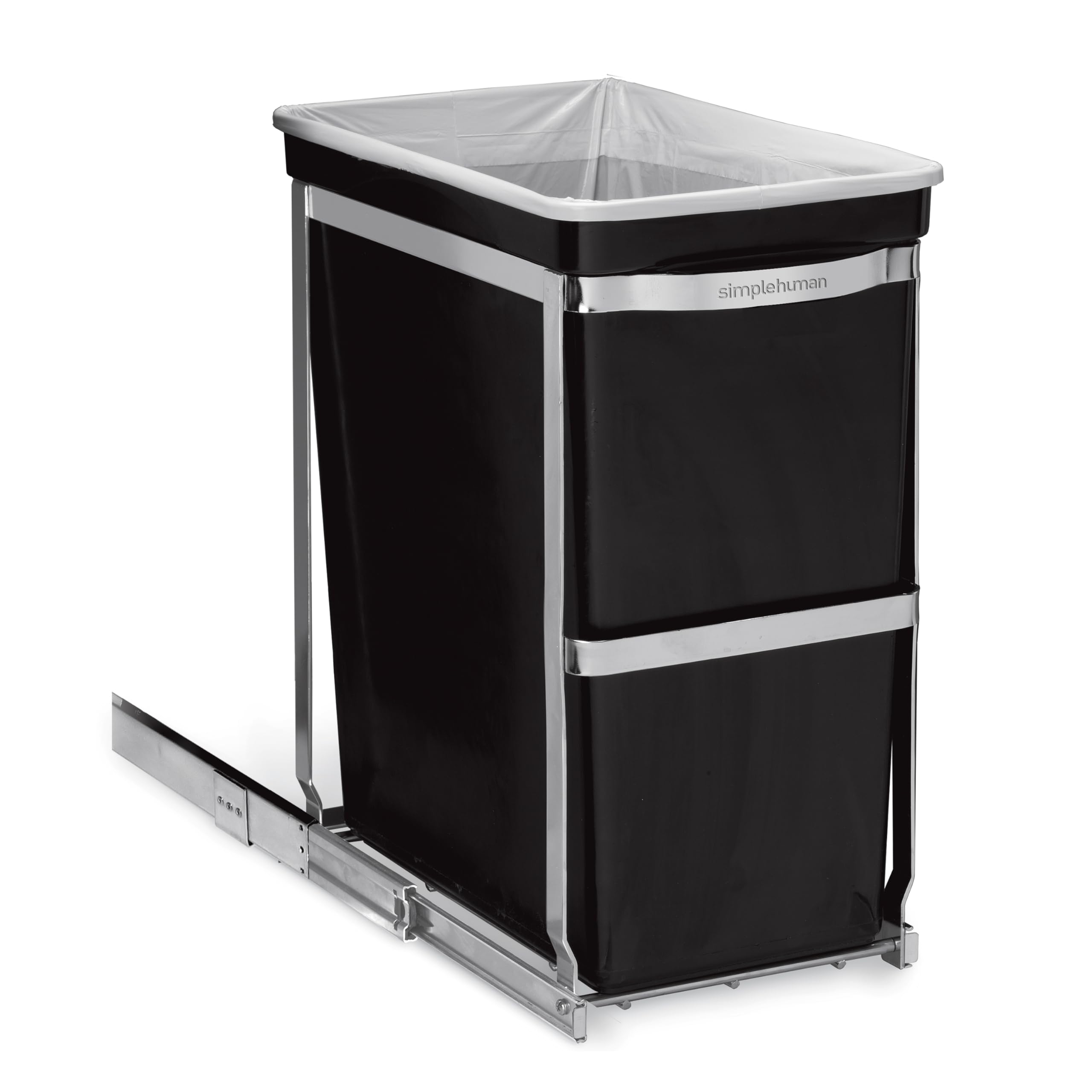simplehuman 30 Liter  8 gallon Under counter Kitchen cabinet Pull-Out Trash can  Heavy-Duty Steel Frame