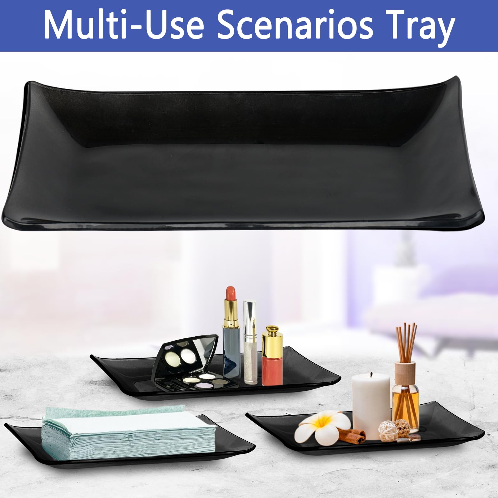 Haturi Bathroom Accessories Set, 4Pcs Black Glass Bathroom Accessories Sets Complete W/Lotion Soap Dispenser, Toothbrush Holder,