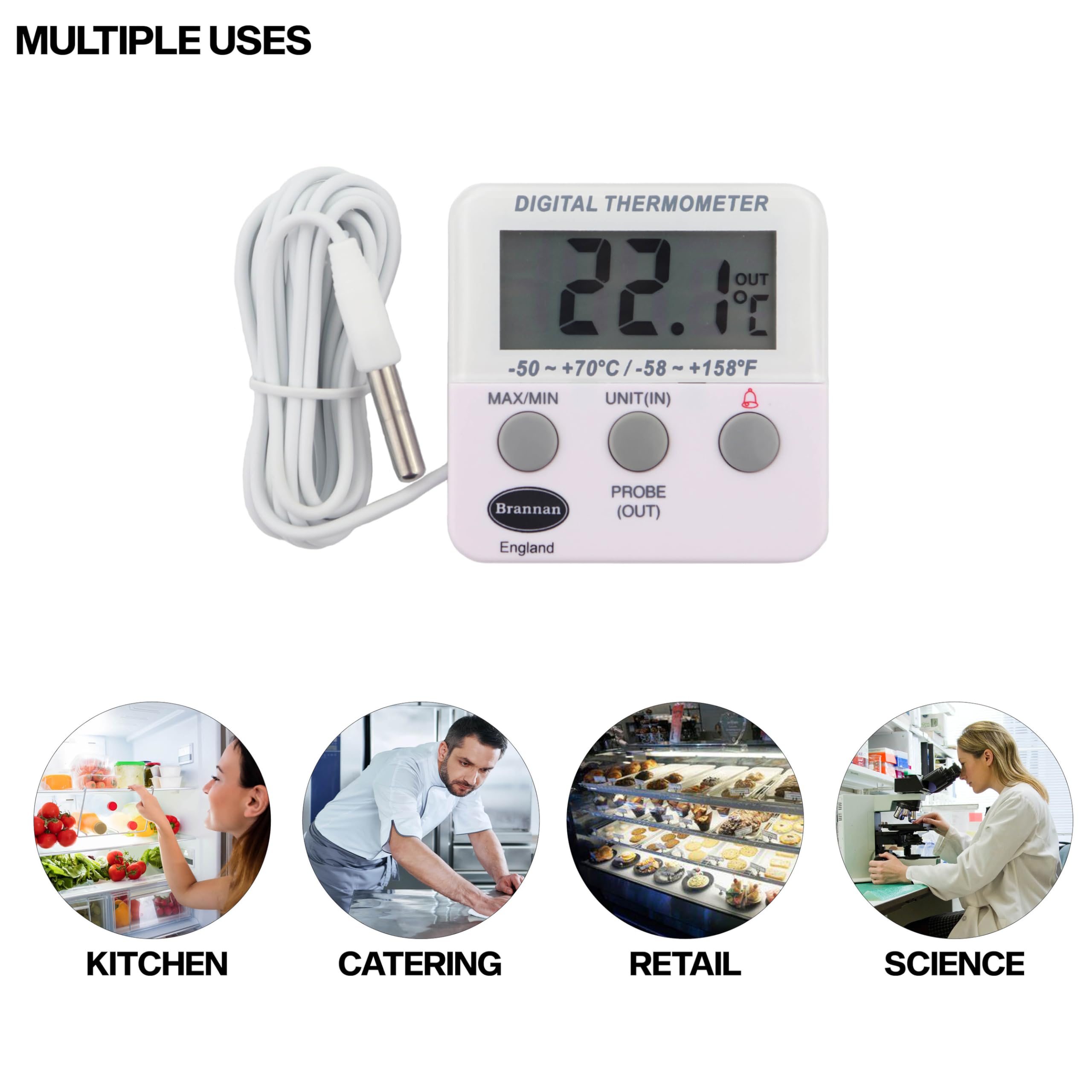 Refrigerator Thermometer Digital - Fridge and Freezer Alarm Alert When Temperatures Drop - Ideal Fridge Freezer Thermometer with Alarm and Max Min