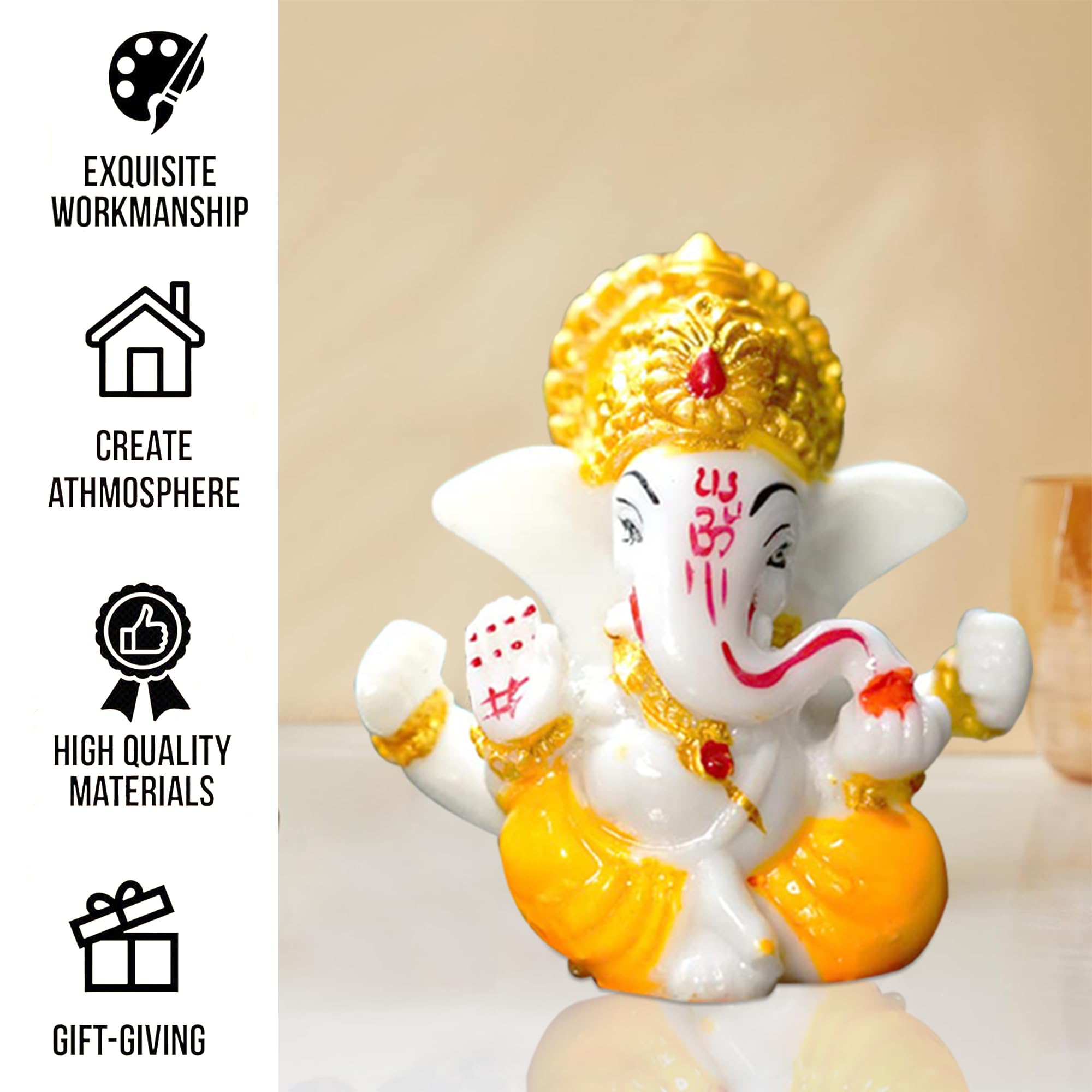 Rousrie Auspicious Ganesh Idol For Car Dashboard And Home, Small Ganpati Ganesha Idol For Car God Dashboard Accessories (Design