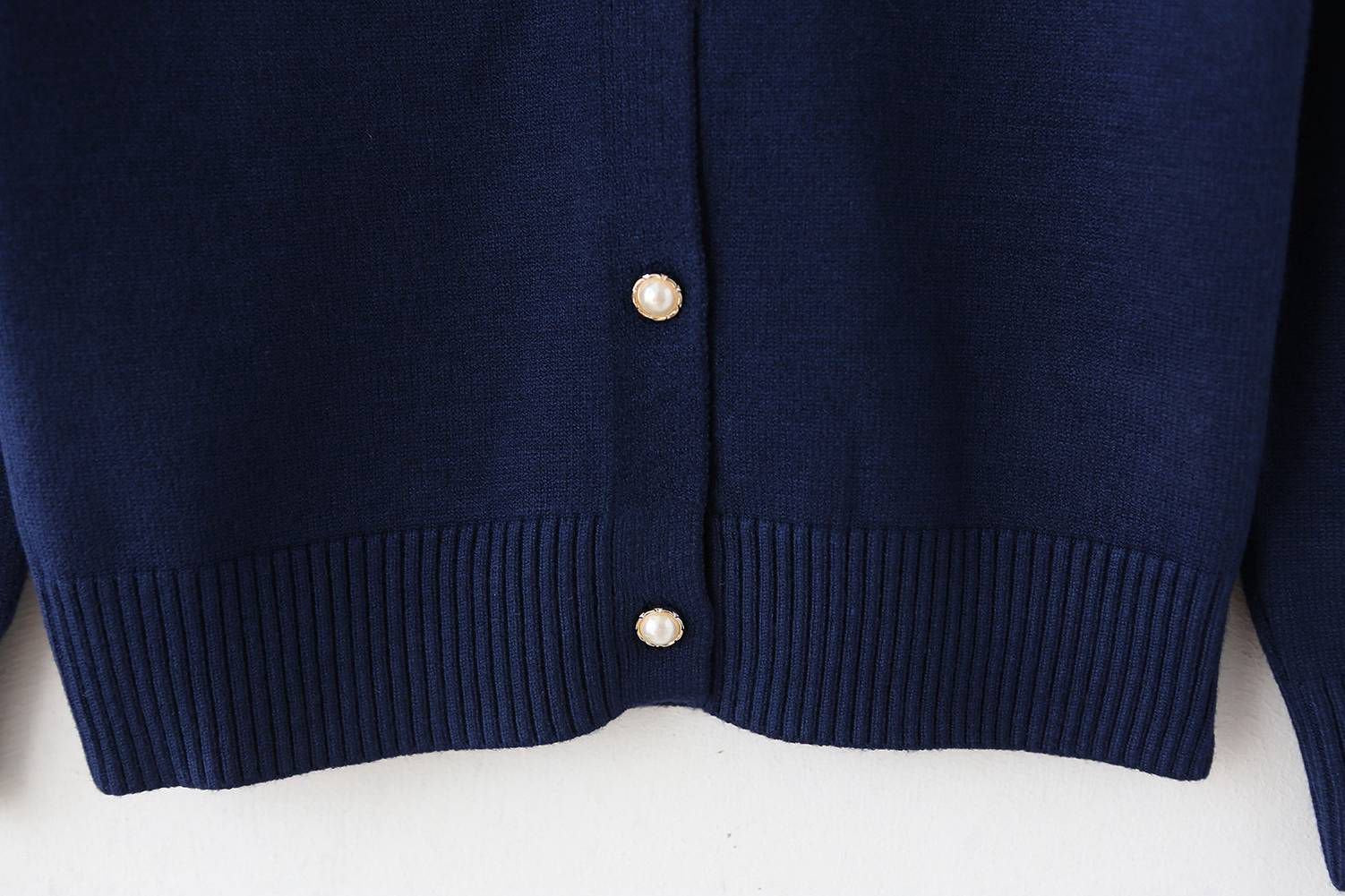 Smiling Pinker Little Girls Crewneck Cardigans Button Knitted Uniform Sweaters Solid Long Sleeves(7-8 Years,Navy Blue)
