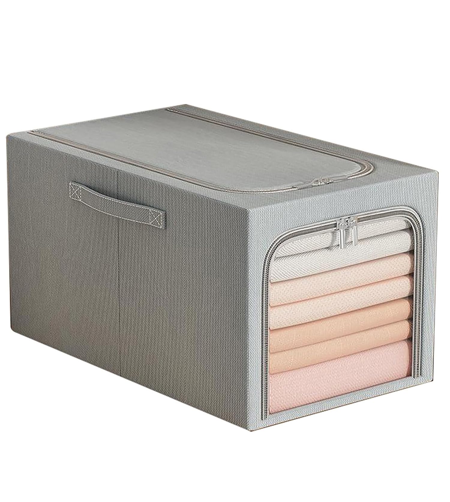 House Of Quirk Clothes Storage Bins, Quilts Storage Organizer With Metal Frame & Handle, Multifunctional Storage Box Container F