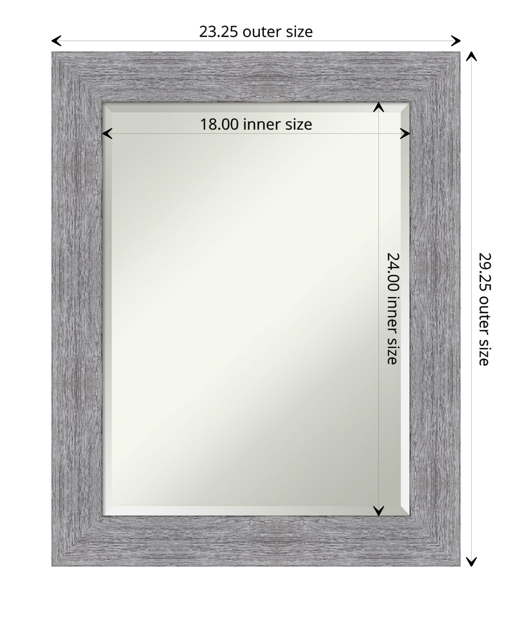 Amanti Art Bathroom Mirror, Bark Rustic Grey Wall Mirror For Use As Bathroom Vanity Mirror Over Sink (29.25 X 23.25 In.) Beveled