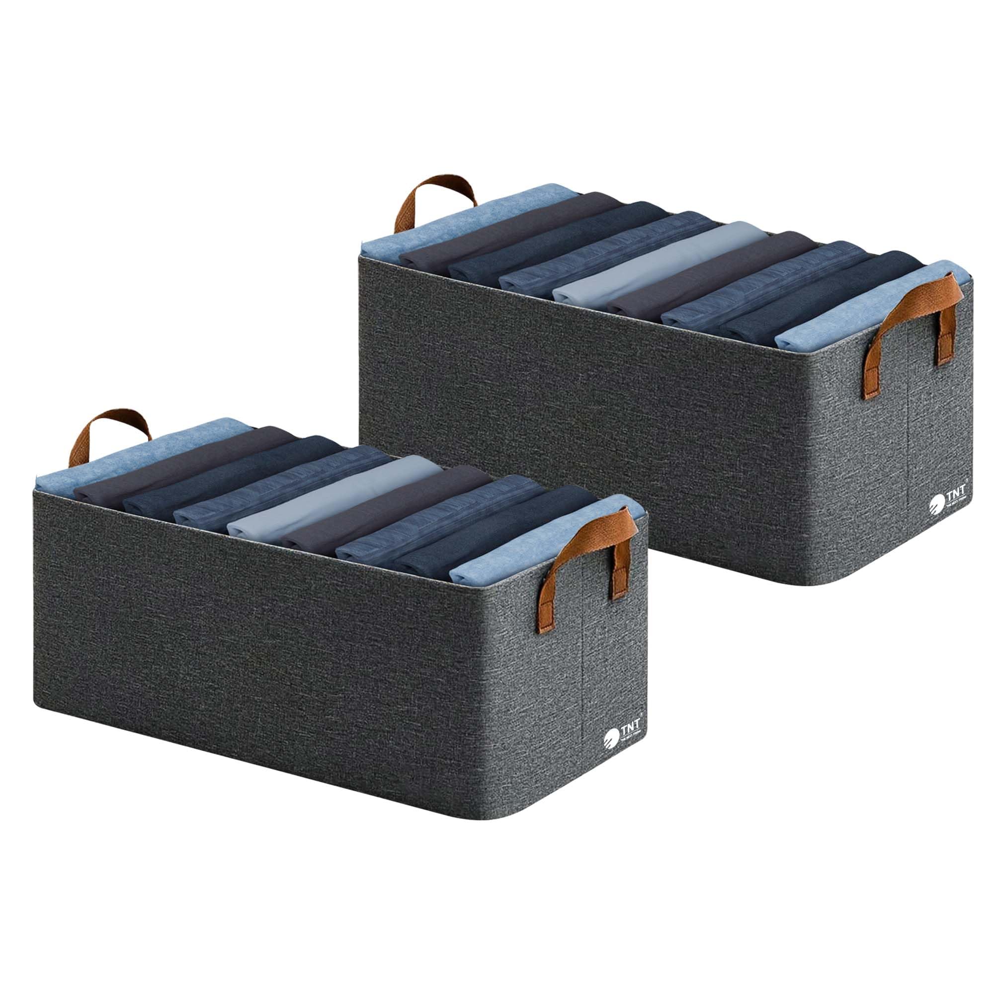 Tnt The Next Trend Wardrobe Organizer For Clothes With Metal Frame Rectangle Storage Baskets (Polyester, Pack Of 2)