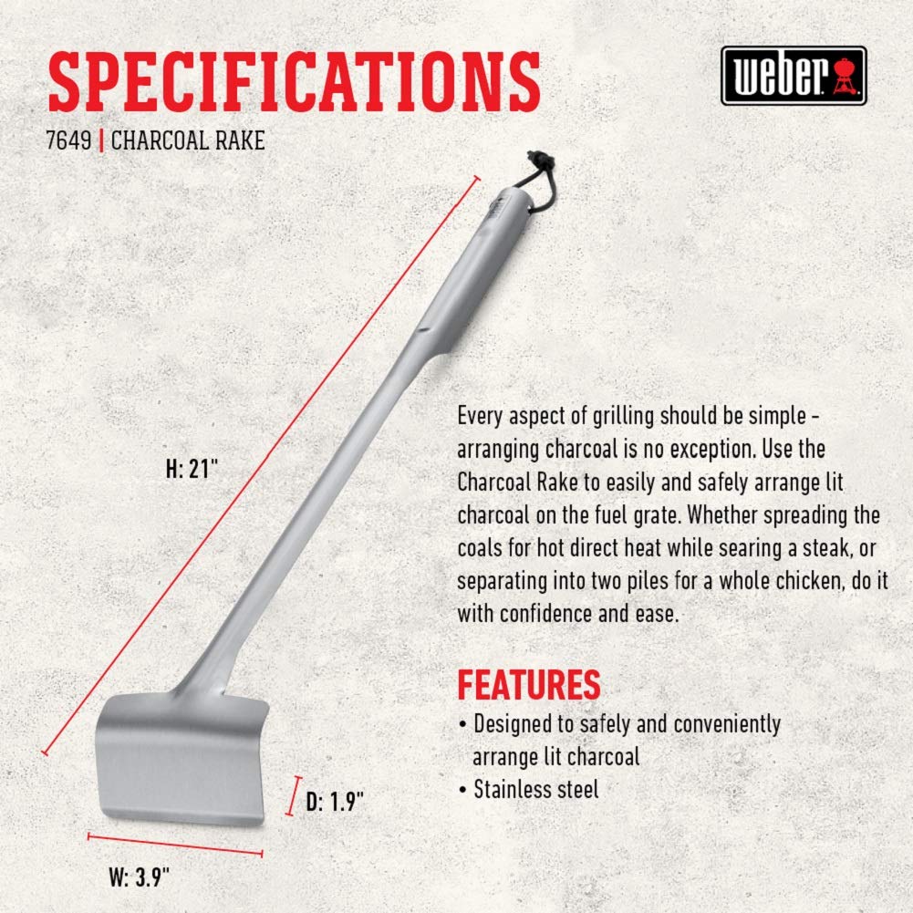 Weber 7649 21'' X 4'' Charcoal Grill Rake