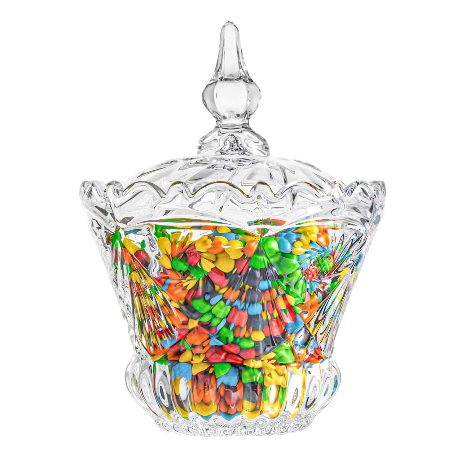 Comsaf Crystal Candy Dish With Lid, Clear Large Candy Bowl, Christmas Glass Candy Jar, Gift For Home, Kitchen, Office Desk, Wedd
