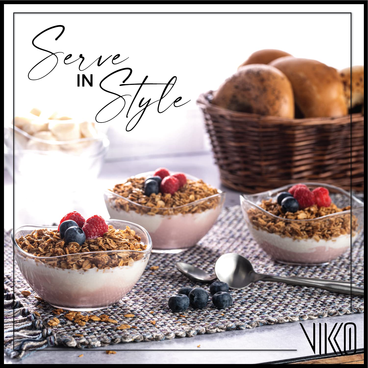 Vikko Glass Bowls, Set Of 6 Decorative Glass Dessert Bowls, 10 Ounce Glass Dish For Dessert, Candy, Kitchen Prep, Dishwasher Saf