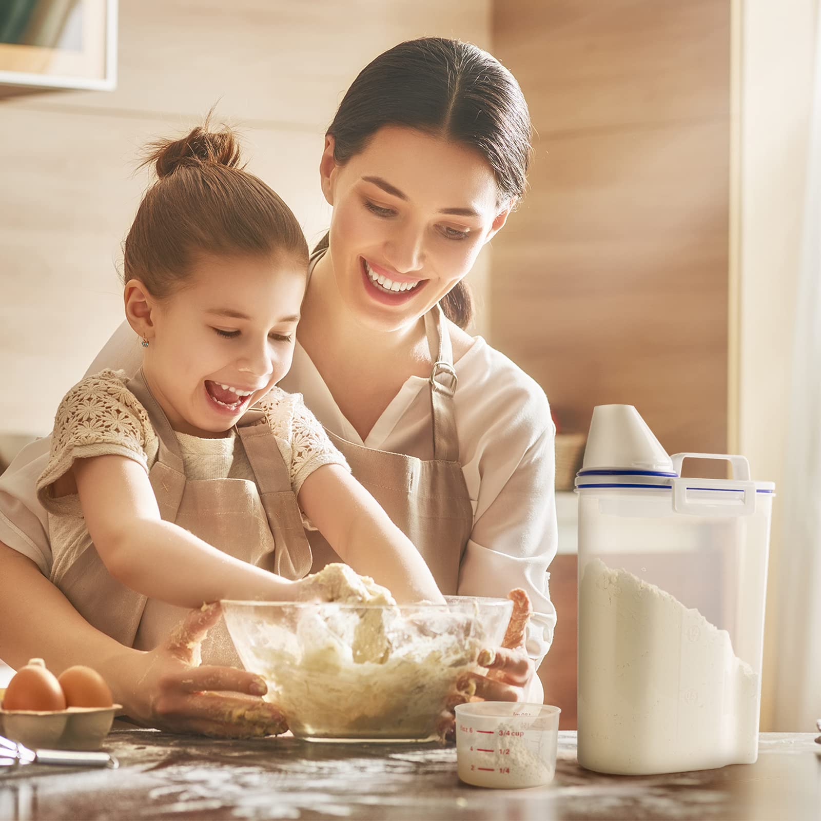 Tbmax Rice Storage Bin Cereal Containers Dispenser With Bpa Free Plastic + Airtight Design + Measuring Cup + Pour Spout - 2Kg Ca