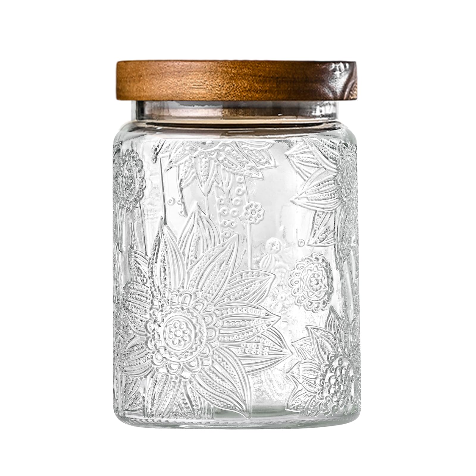 Adodeen 24oz Vintage Glass Canister With Lid Small Glass Jars Wide Mouth Mason Jars Airtight Coffee Canisters Kitchen Storage Co