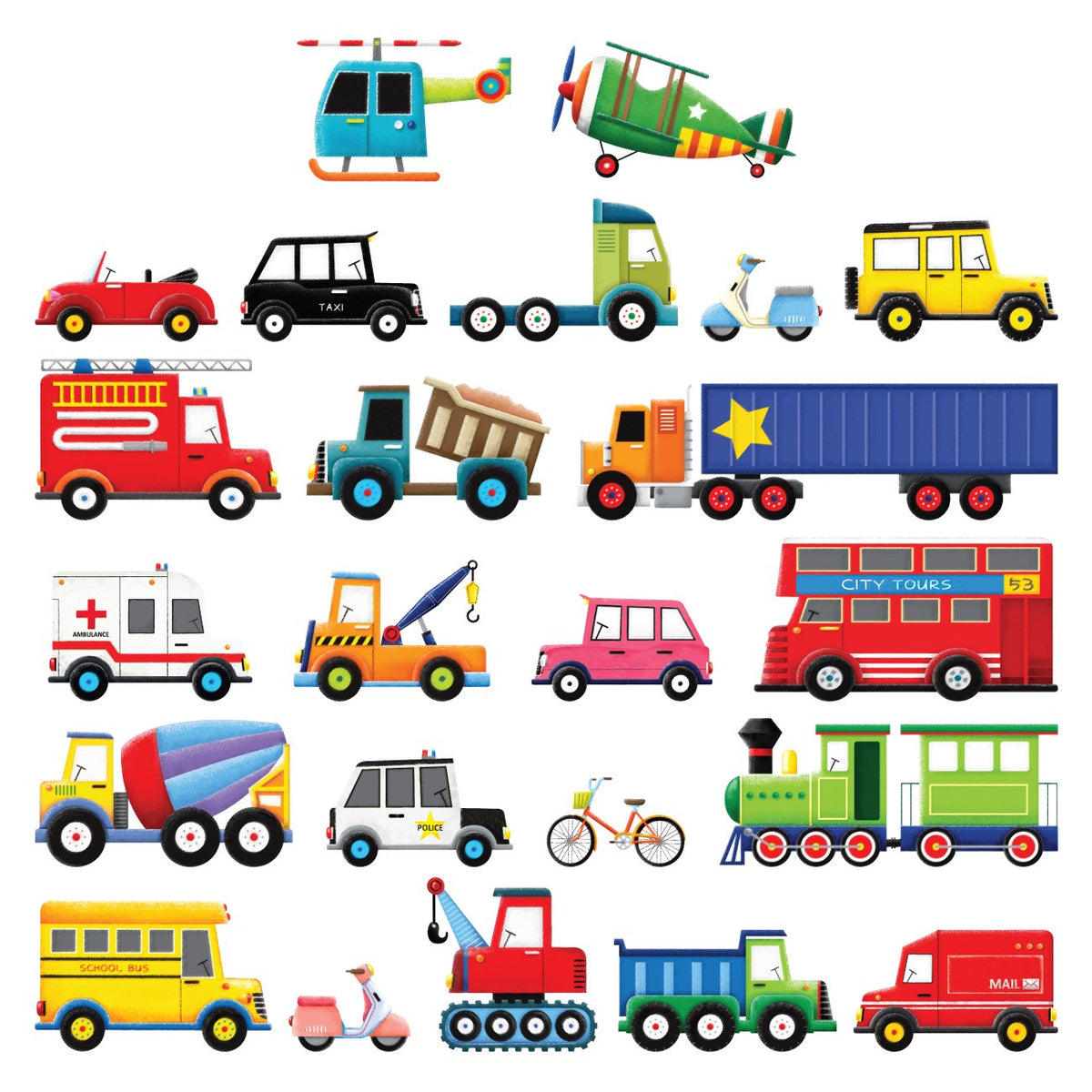 Decowall Ds-8004 Transports Kids Wall Stickers Wall Decals Peel And Stick Removable For Kids Nursery Bedroom Living Room (Small)
