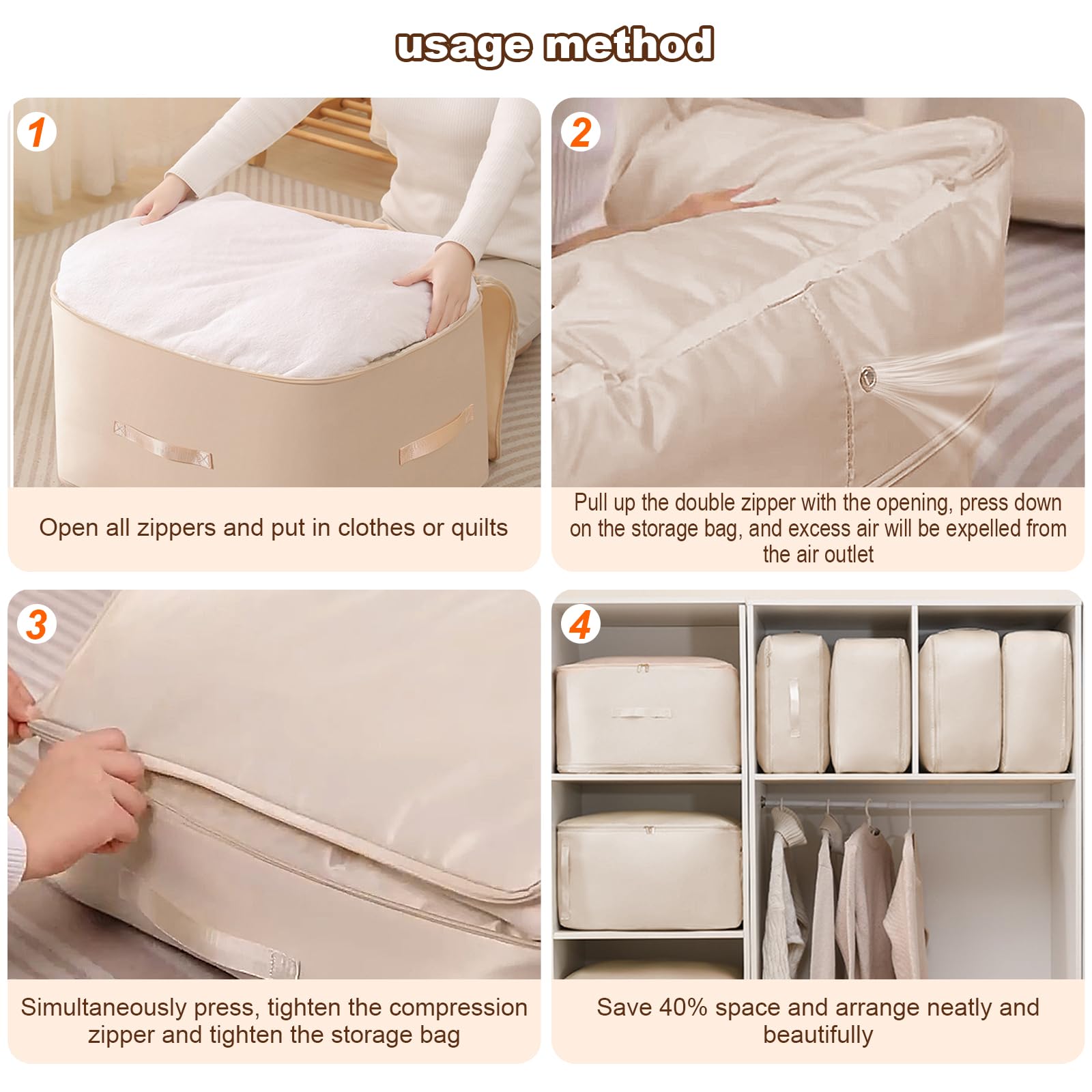 Uwqaqx Ultra Space Saving Self Compression Organizer, Portable Space Saver Storage Packing Bags, Blanket Storage, Space Saver Qu