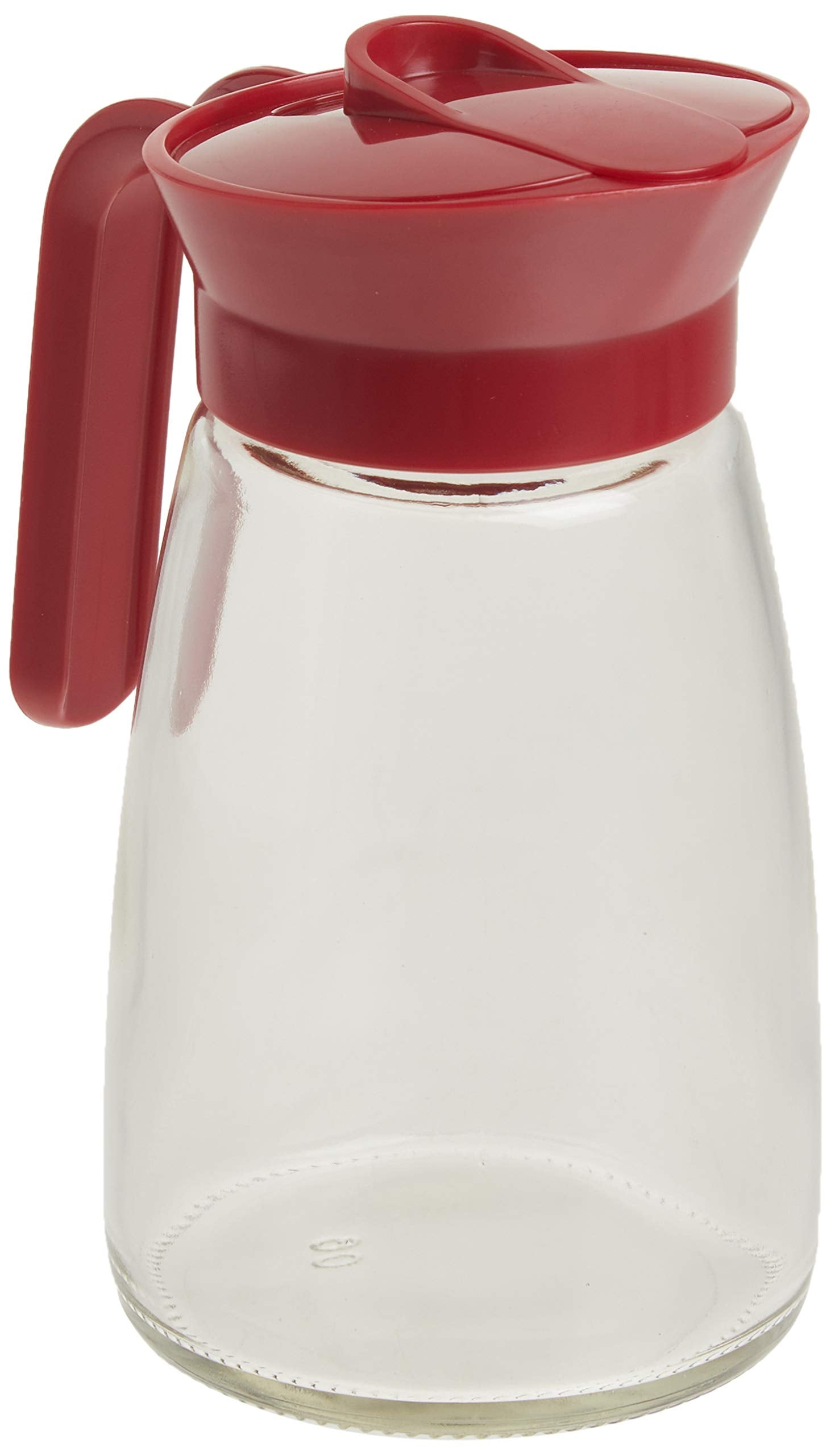 Goodcook 12 Oz. Glass Syrup Dispenser With Lid, Clear/Red