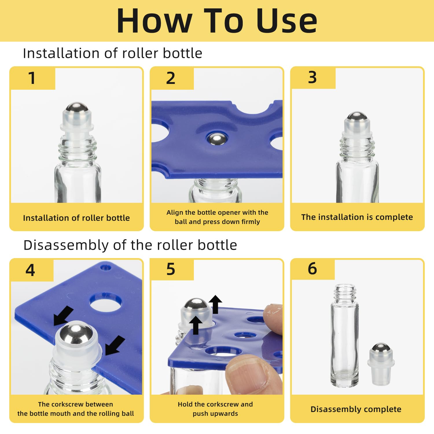 Givitasot 10Ml Essential Oil Roller Bottles, 6 Pack Clear Oil Roller Bottles For Essential Oils, Roll On Bottles With Stainless