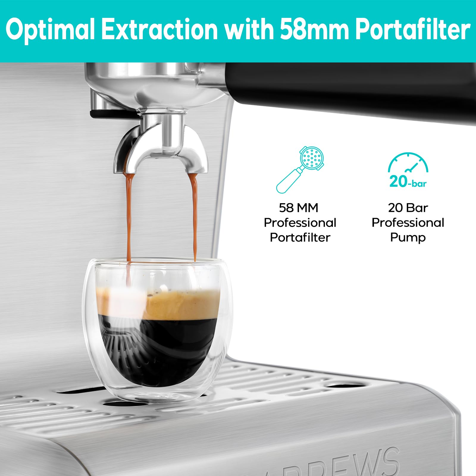 Casabrews Espresso Machine With Lcd Display, Powerful Milk Frother And Customizable Brewing Temperature, Provides Barista-Level