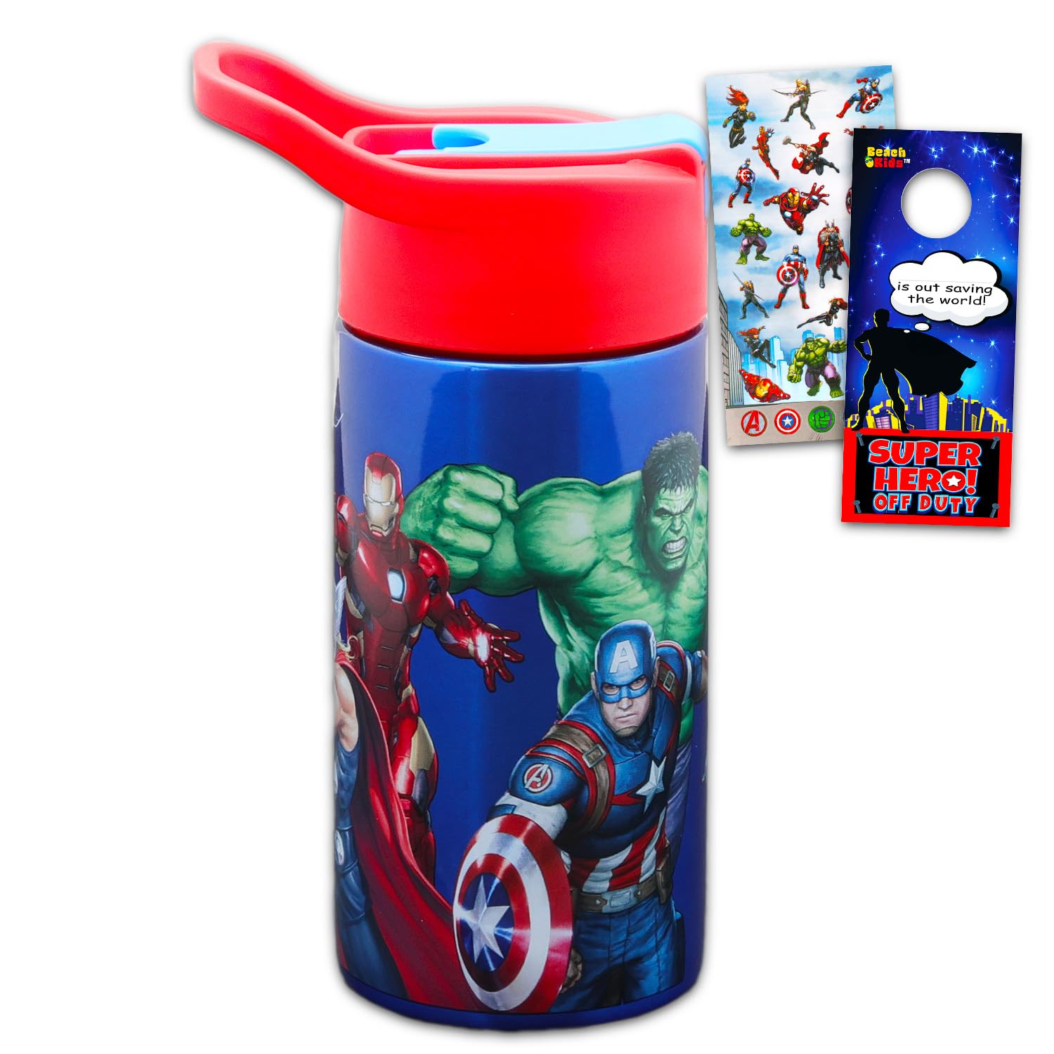 Marvel Avengers Stainless Steel Water 14 Oz Bottle for Kids Adults Bundle