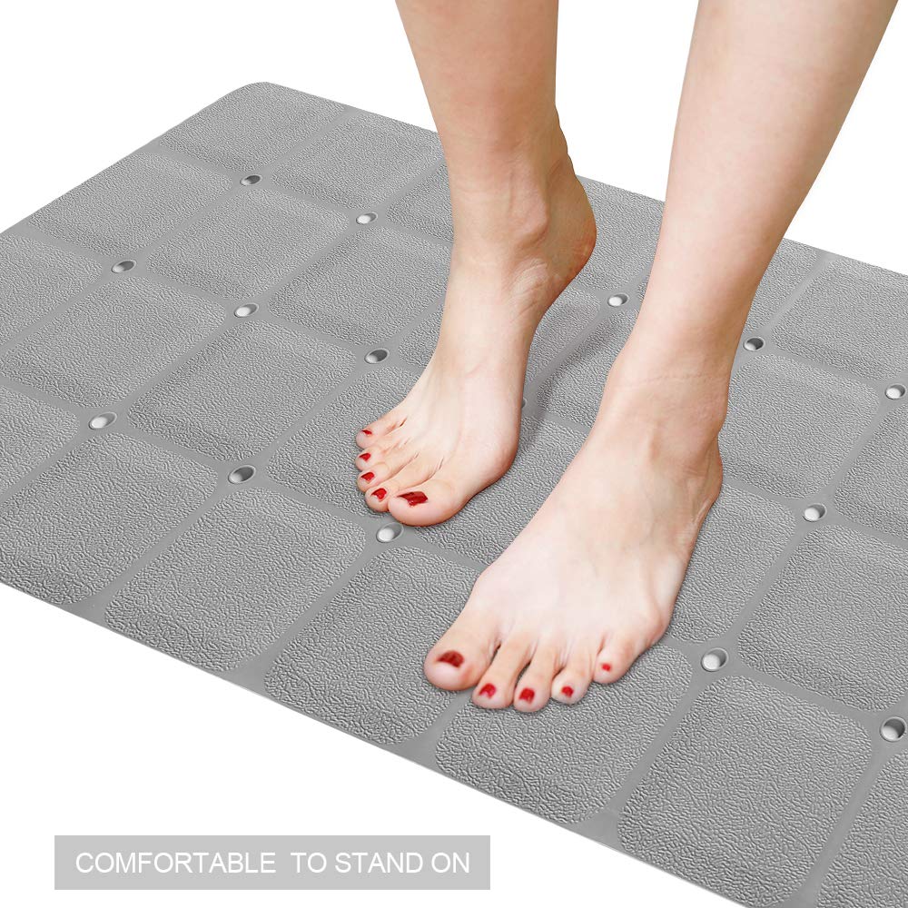 Webos Foldable Non Slip Silicon Bath Mat Bathtub mat no Suction Cups Shower mats for Textured Tub and Reglazed Tub (Foldable -Grey  28-inch x 14-inch)