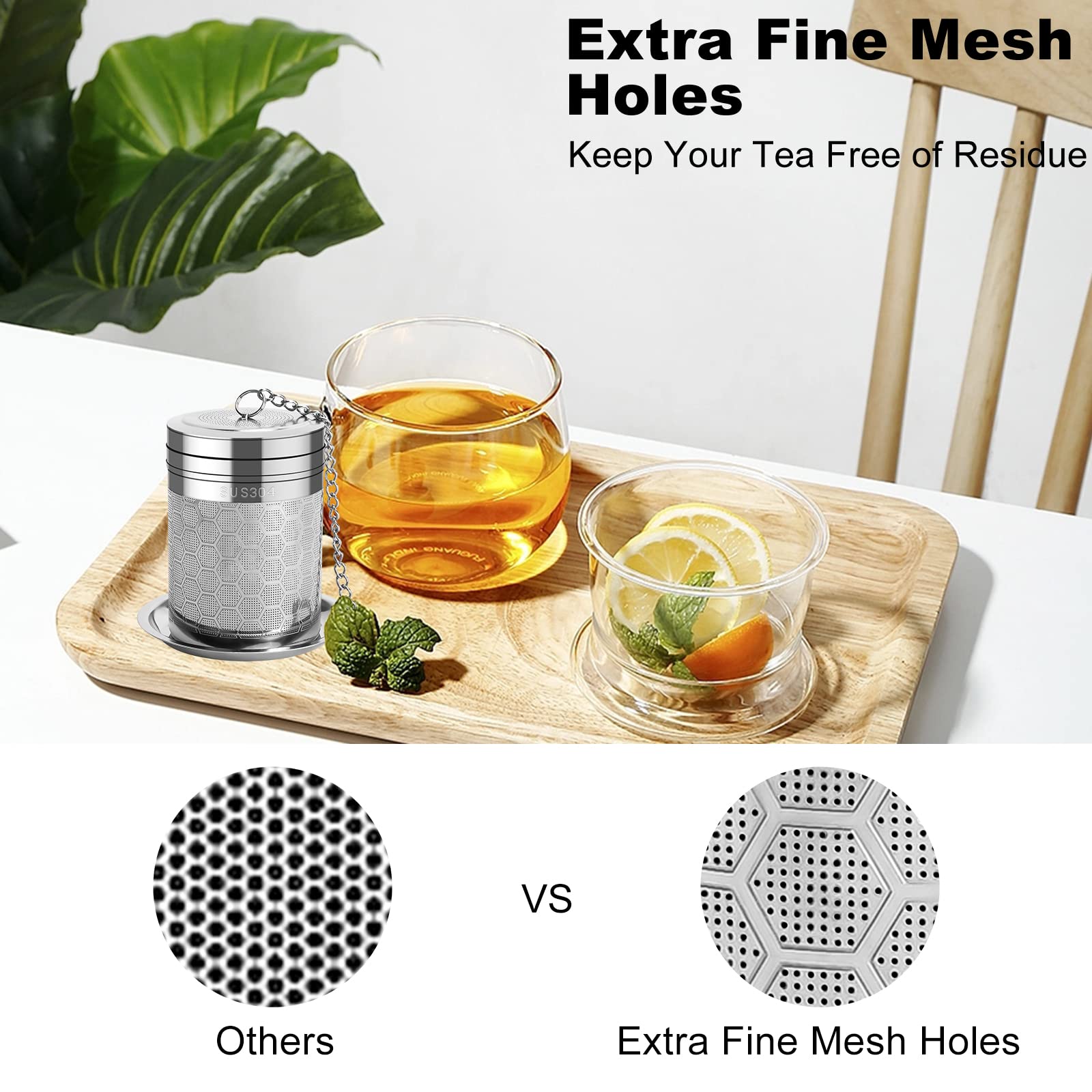 Numola Large Tea Infusers For Loose Tea, Extra Fine Mesh Large Tea Strainer For Spice Cooking, 304 Stainless Steel Tea With Exte
