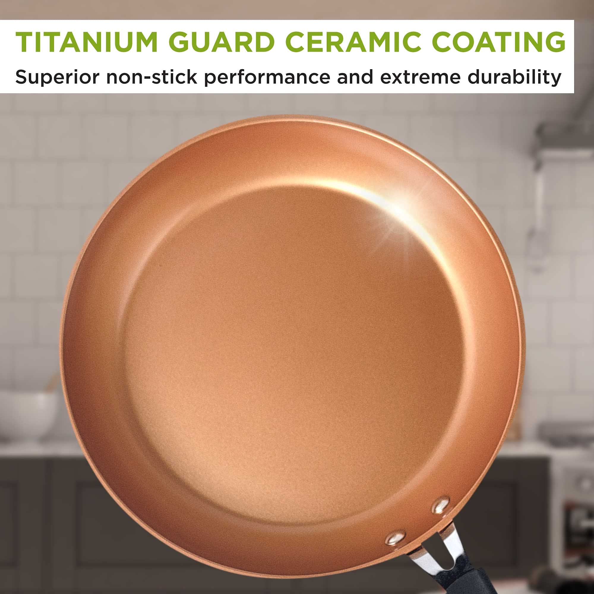 Ecolution Titanium Ceramic Easy Clean Endure Nonstick Silicone Stay Cool Handle, 9.5-Inch Fry Pan, Copper