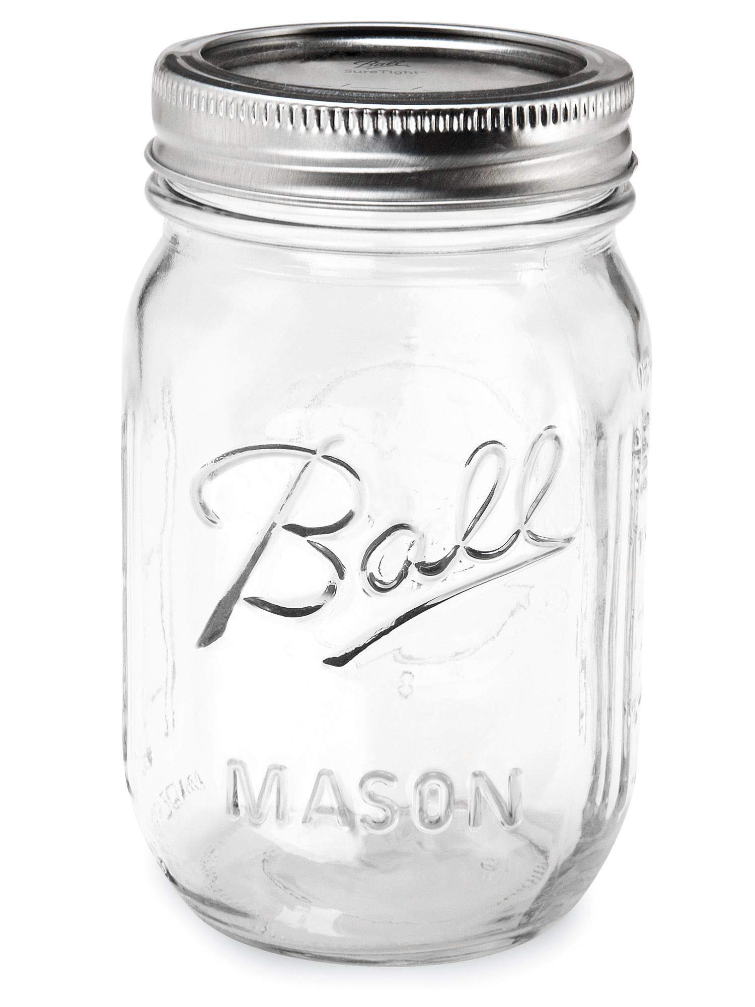 Ball Regular Mouth 16-Ounces Mason Jar With Lids And Bands (12-Units), 12-Pack, As Shown