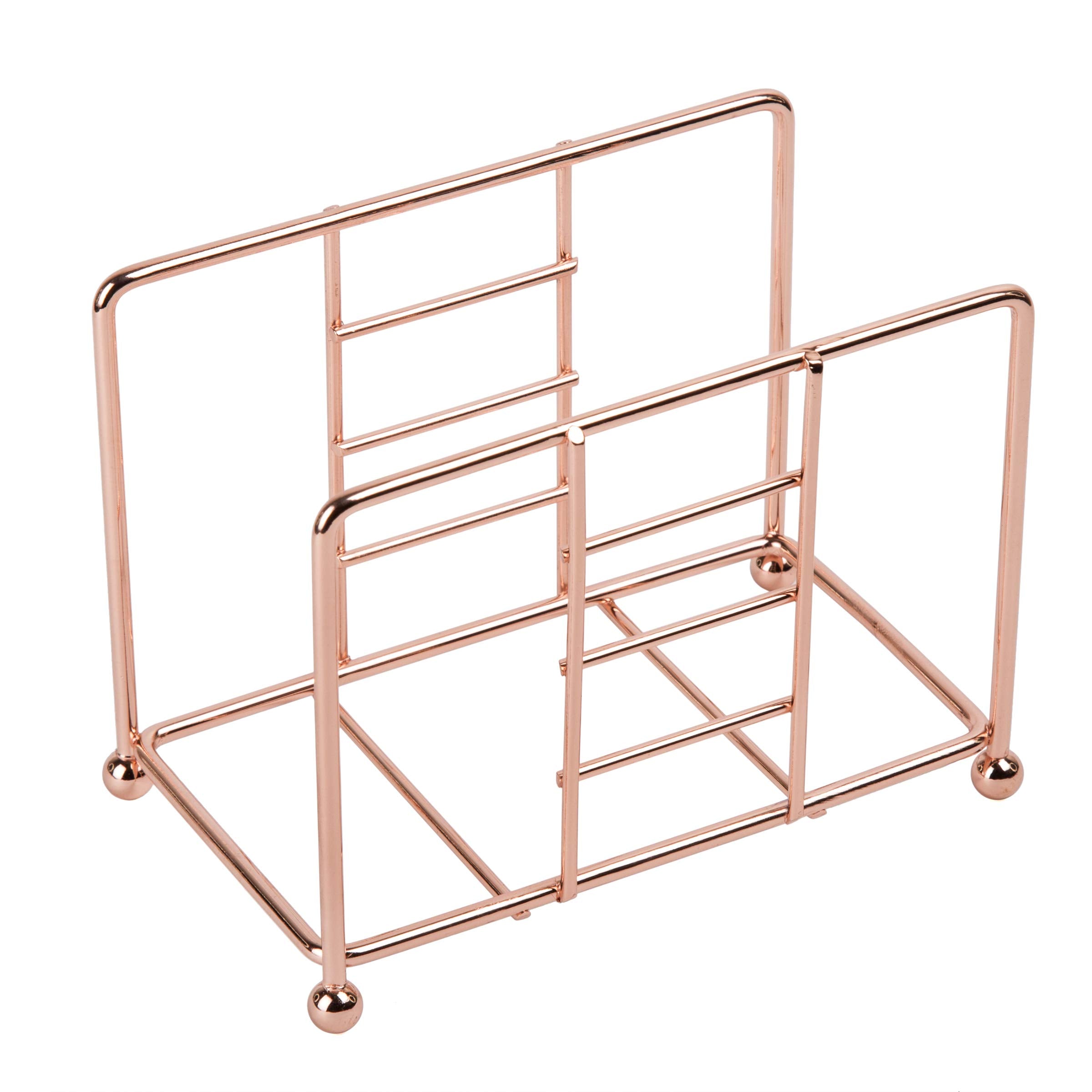 Rose Gold Copper-Plated Wire Napkin Holder - Elegant Countertop Tissue Paper Organizer For Kitchen And Dining Table