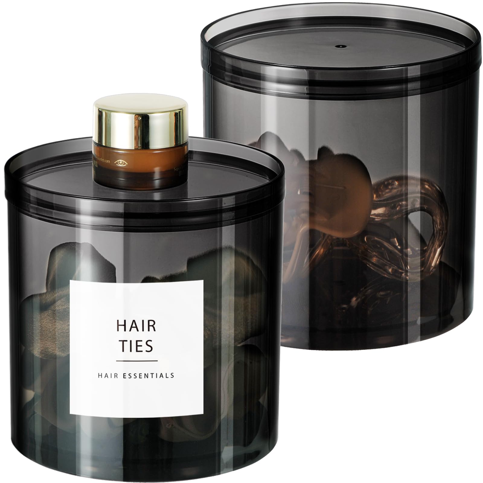 Sheechung Qtip Holder Dispenser Stackable Apothecary Jars With Storage Lids For Cotton Swabs, Balls, Pads, Floss Picks-2 Pack Ac