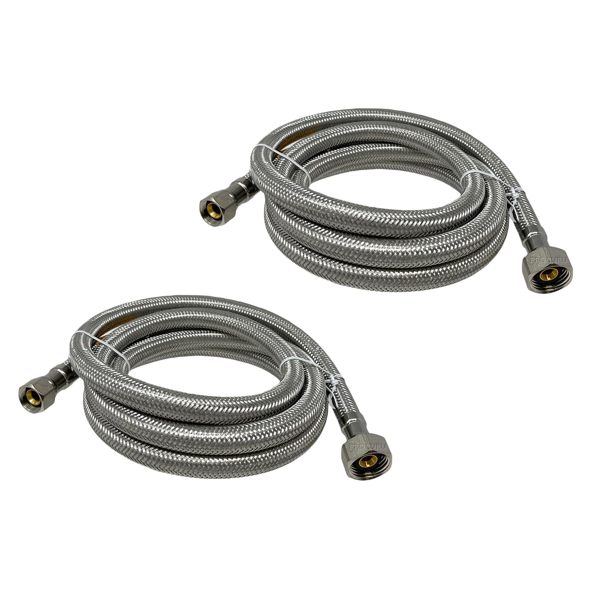 2-Pack] Procuru 72 Length X 38 Comp X 12 Fip Faucet Hose Connector, Stainless Steel Braided Supply Line (9Sf72-2P)
