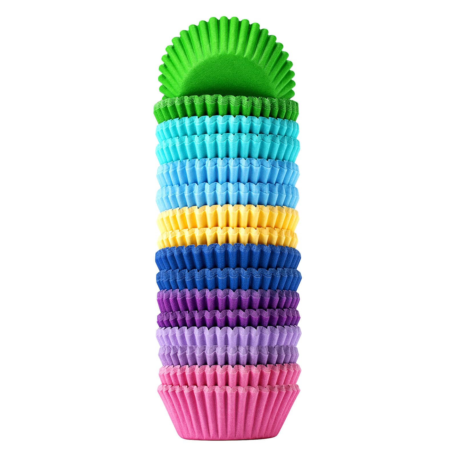 Xlloest Mini Cupcake Liners Muffin Wrappers Rainbow Bright Baking Cups Paper, 400 Pack