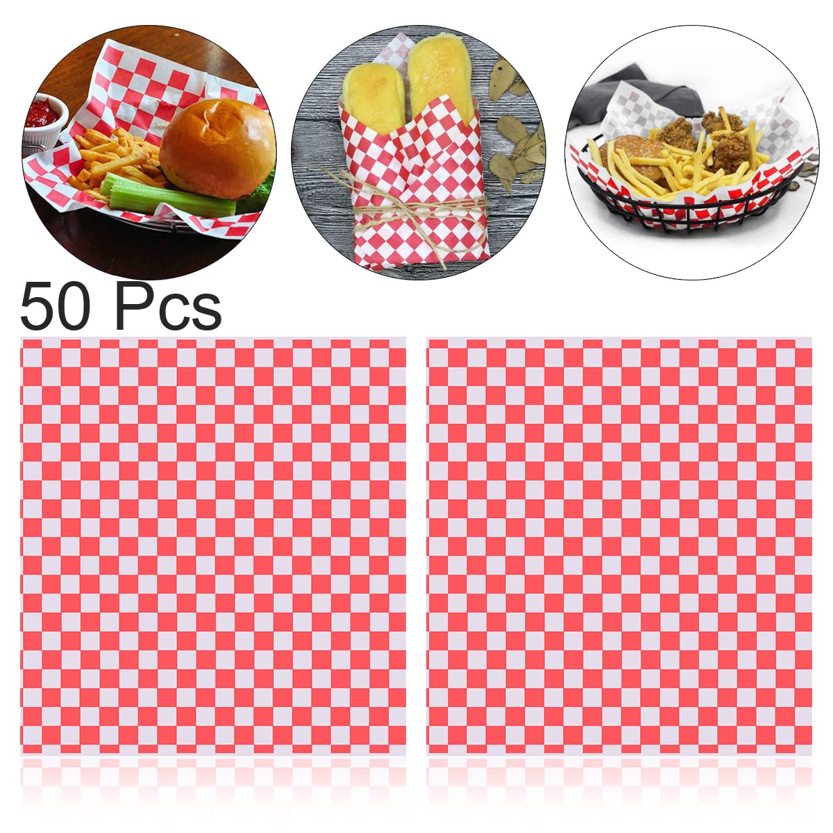 Dyystore 50Pcs Wax Paper Food Grade Grease Paper Food Wrapping Paper For Bread Sandwich Burger Fries Oil Paper Baking Tools.