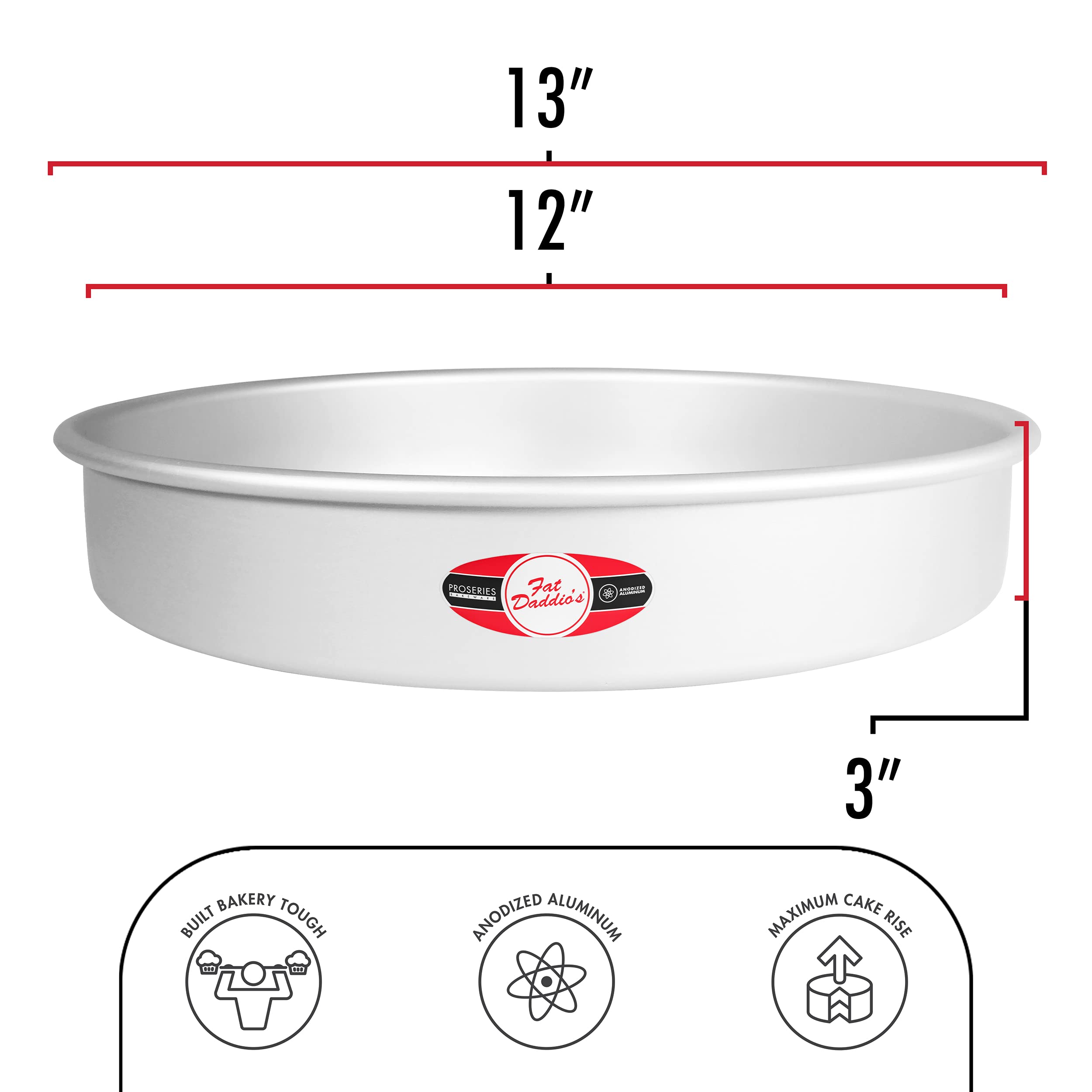 Fat Daddio's Anodized Aluminum Round Cake Pan  12 x 3 Inch