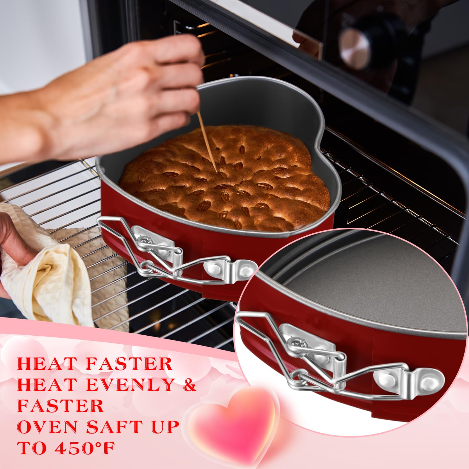 Beeveer 8 Pcs Heart Shaped Springform Pan 4 Inch Heart Shape Pan Non Stick Heart Springform Pan Molds Accessories Of Mini Cheese