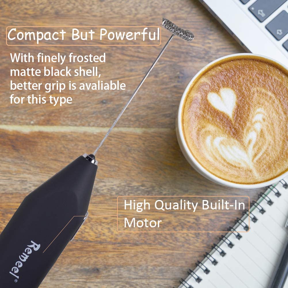 Remeel Handheld Milk Frother With Stainless Steel Whisk, Portable And Powerful Foam Maker For Morning Coffee, Latte, Cappuccino,