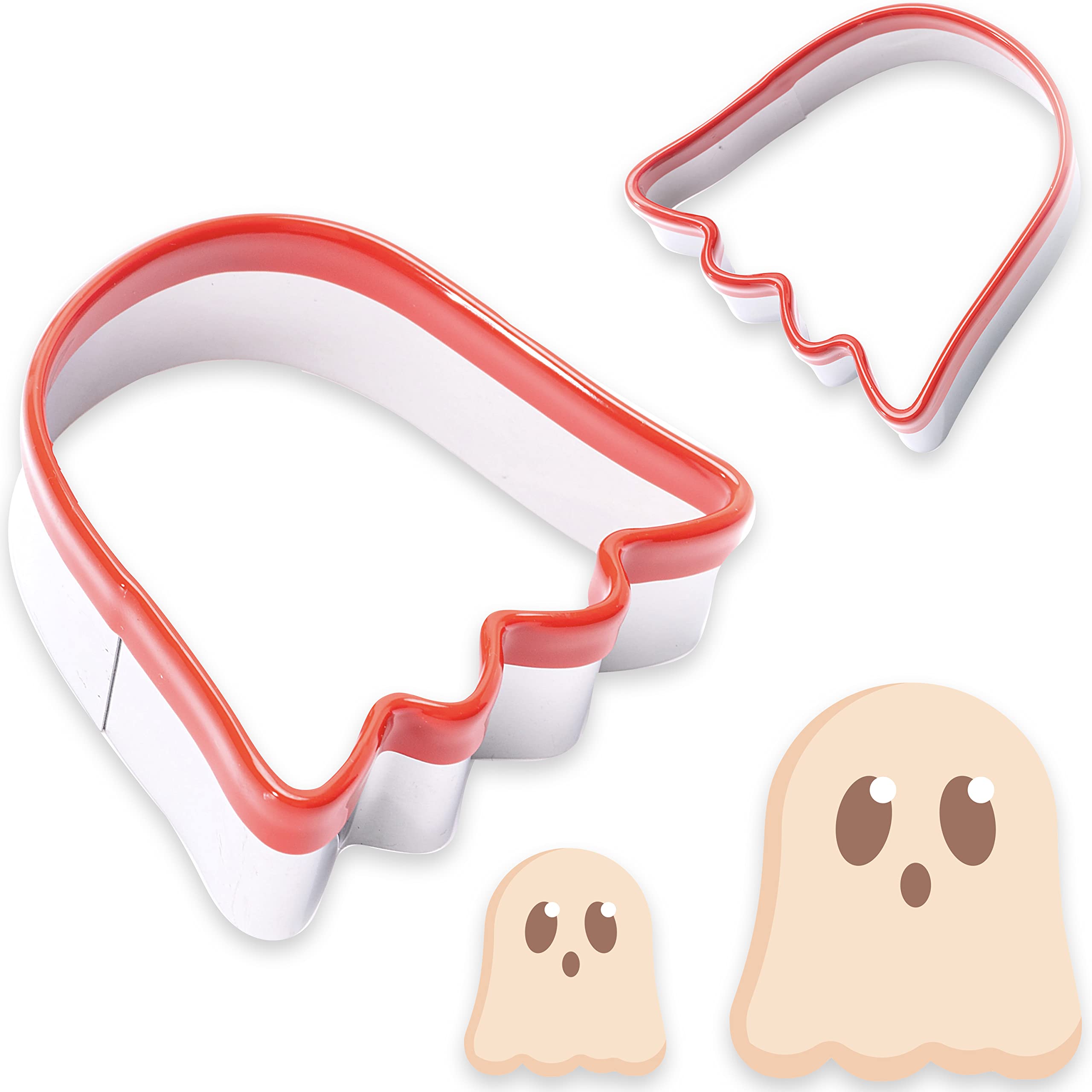 Cookieque 2-Piece Halloween Ghost Cookie Cutters, Food-Grade Stainless Steel Sandwich Cutters, Biscuit Cutter Set, Holiday Cooki