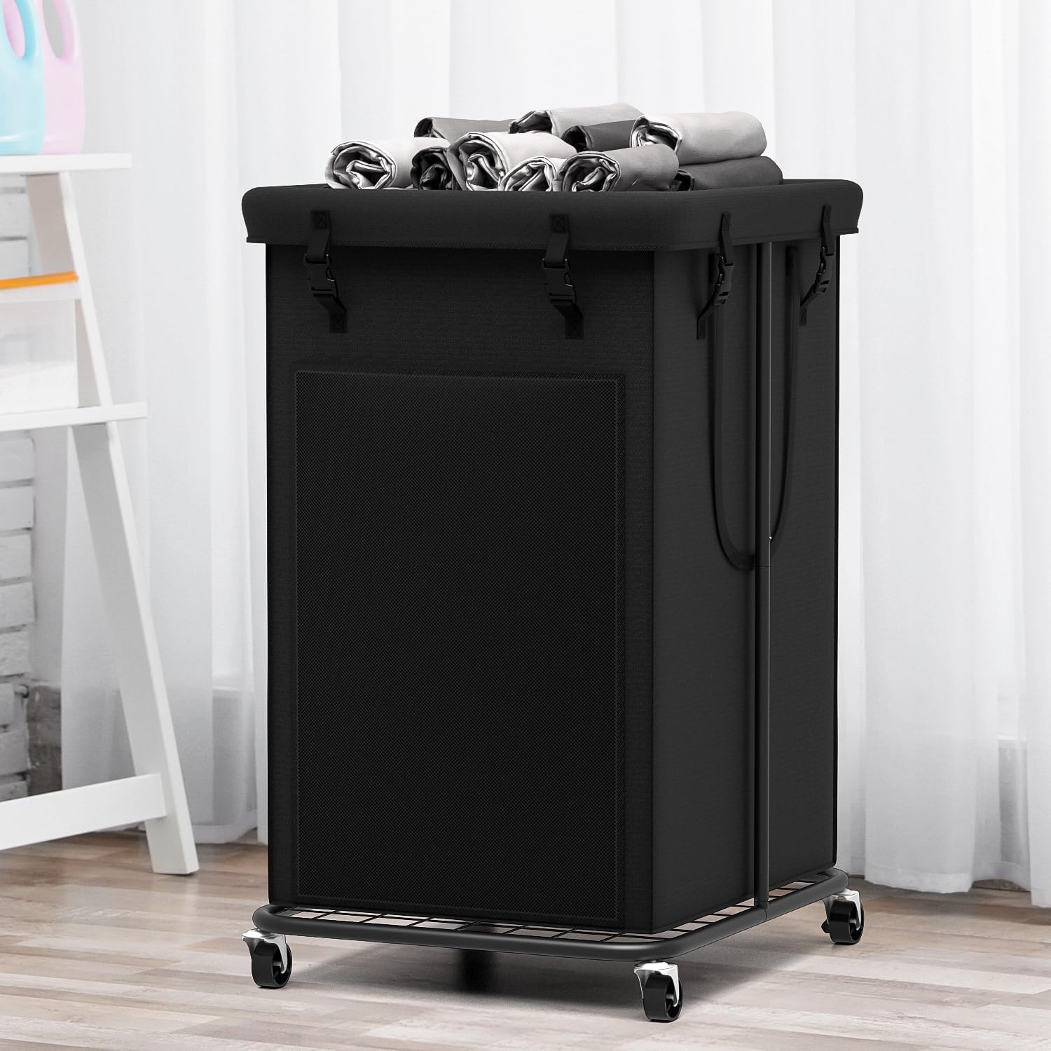 Ykdirect 150L Large Laundry Hampers, Oxford Fabric Laundry Hampers Clothes Hampers, Metal Frame And Removable Bag Design With Wh