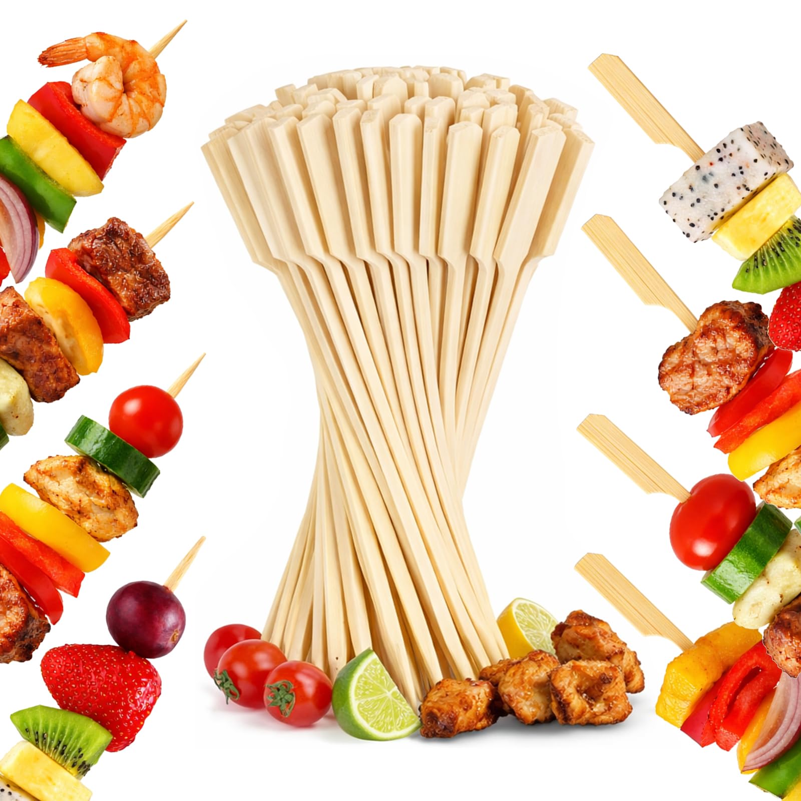300 PCS Natural Bamboo Food Skewers, 4.7 Inch Toothpicks for Fruit Kababs, Appetizers, Sausage, Barbecue Snacks, Charcuterie Acc