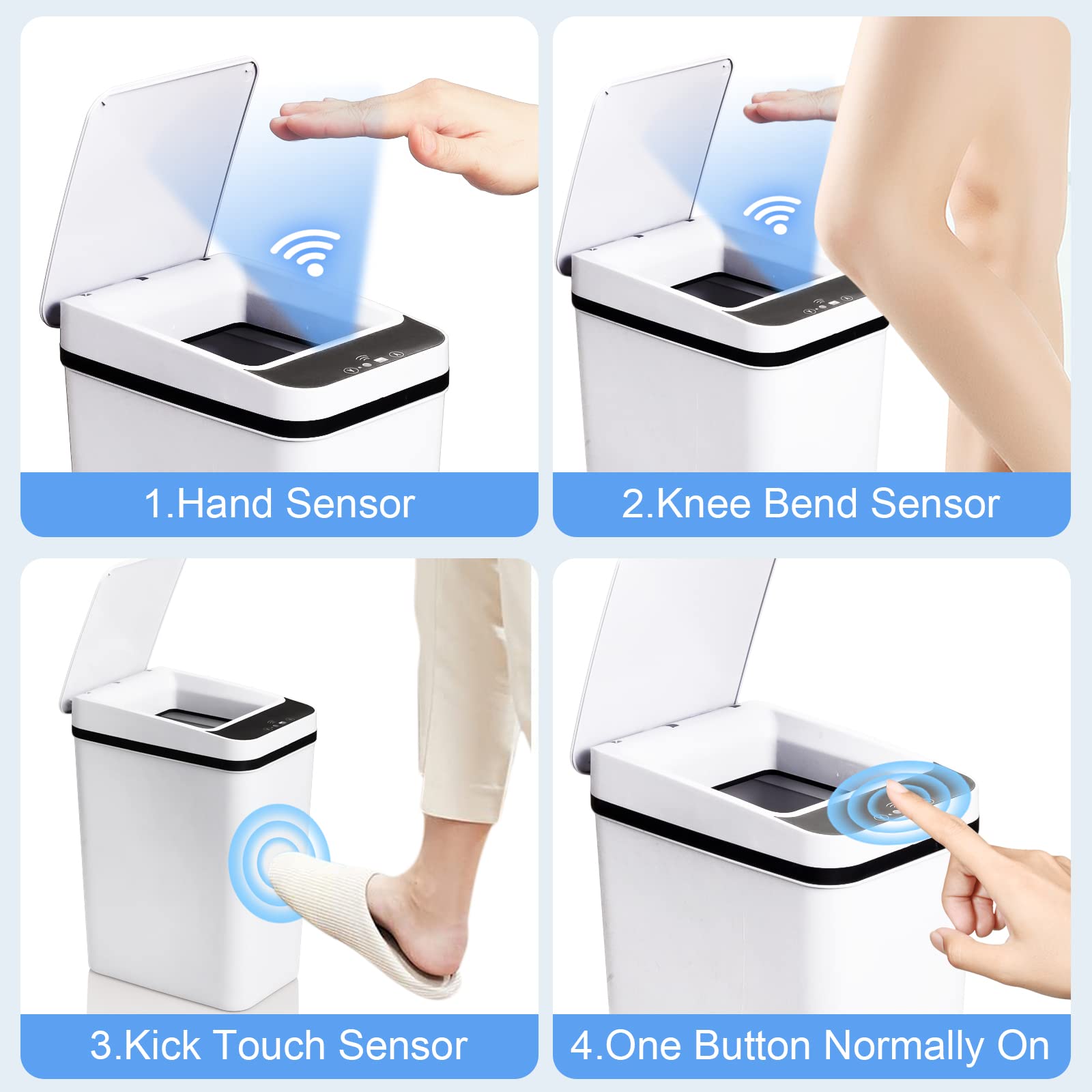 Anborry Bathroom Smart Touchless Trash Can 2.2 Gallon Automatic Motion Sensor Rubbish Can With Lid Electric Narrow Small Garbage