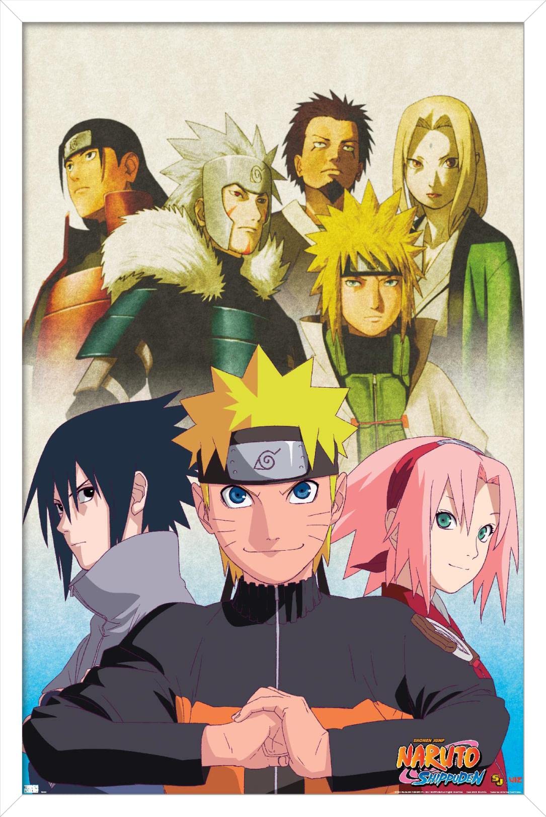Trends International Naruto Shippuden - Key Art Wall Poster, 14.725'' X 22.375'', White Framed Version