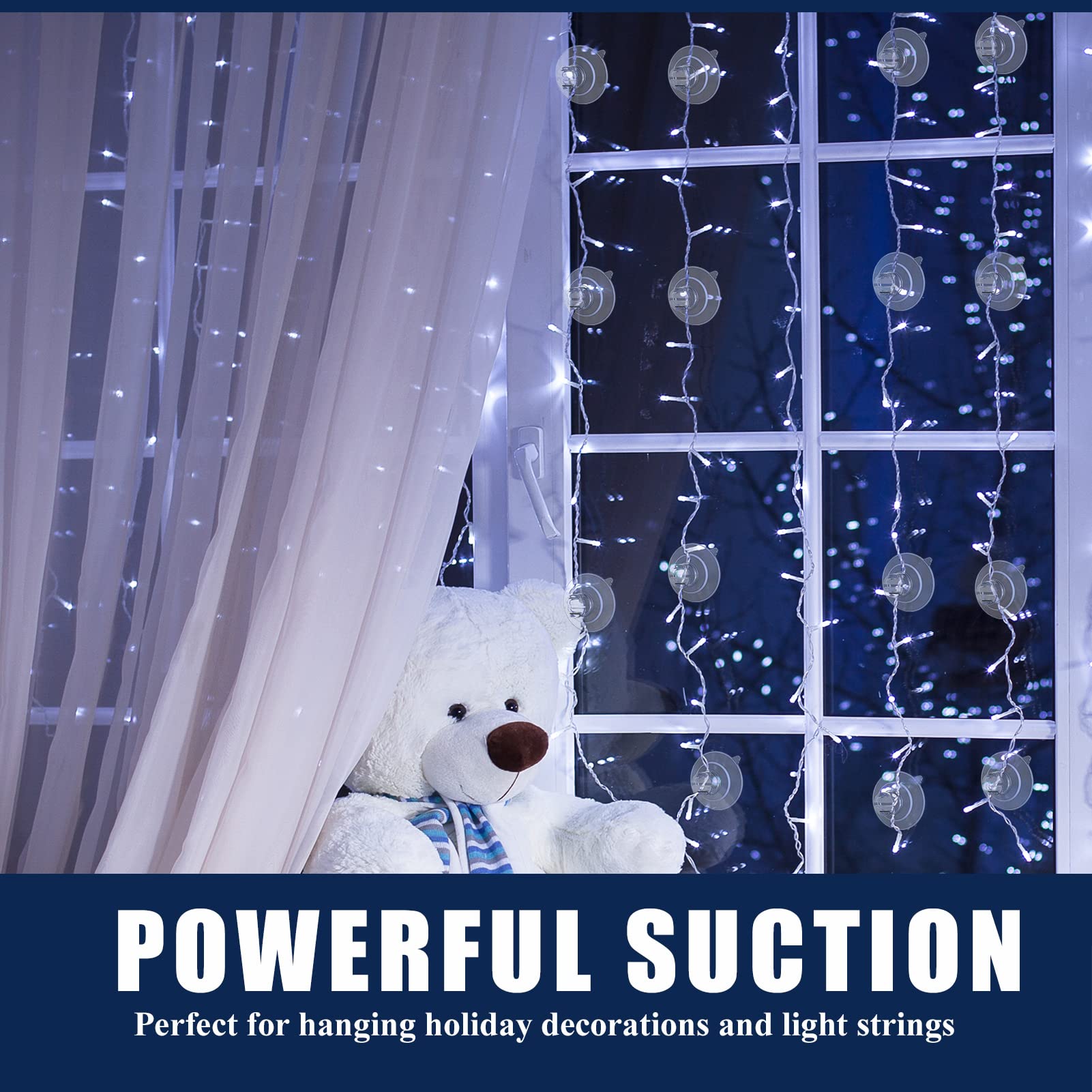 Fyojaic Christmas Light Suction Cups [Set Of 60] Mini Strong Suction Cup Wire Holder, Small Clear Rope Light Caddy Window Glass