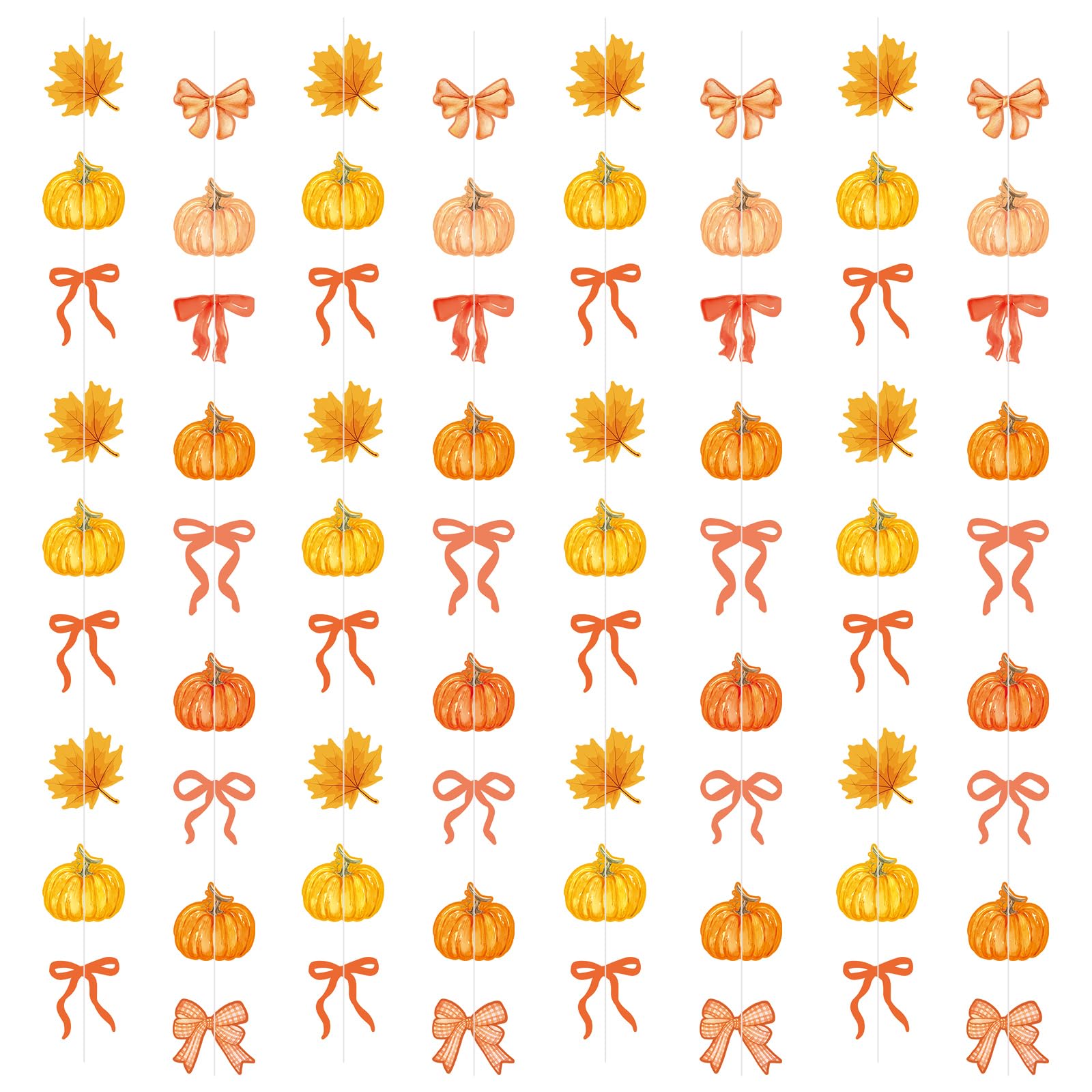 TaoBary 8 Pack Fall Decor Fall Pumpkin Garland 6.56 ft Orange Pumpkin Paper Bow Hanging Banner for Thanksgiving Autumn Harvest B