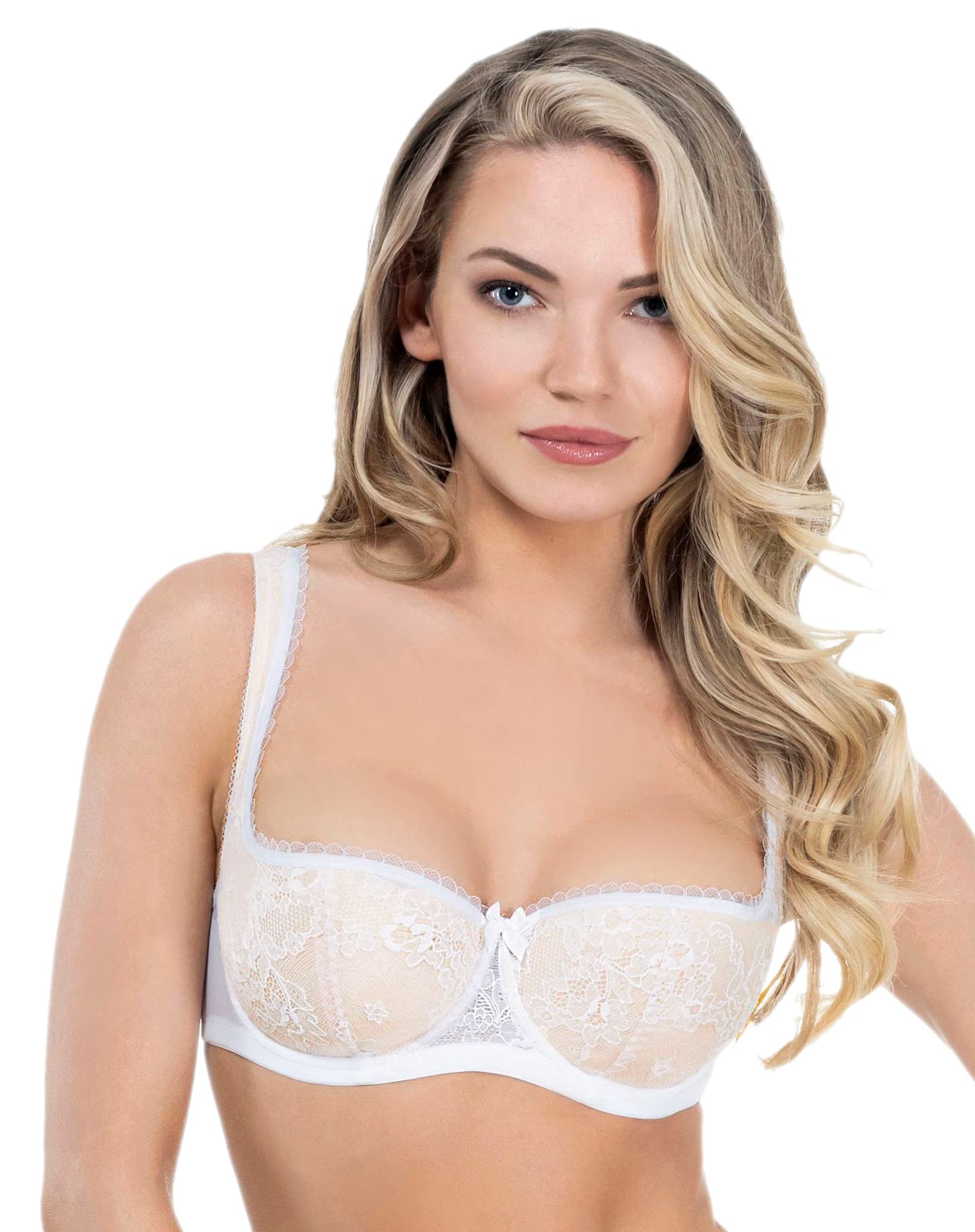 Rosme Womens Balconette Bra With Padded Straps, Collection Eliza, Whitebeige, Size 48A