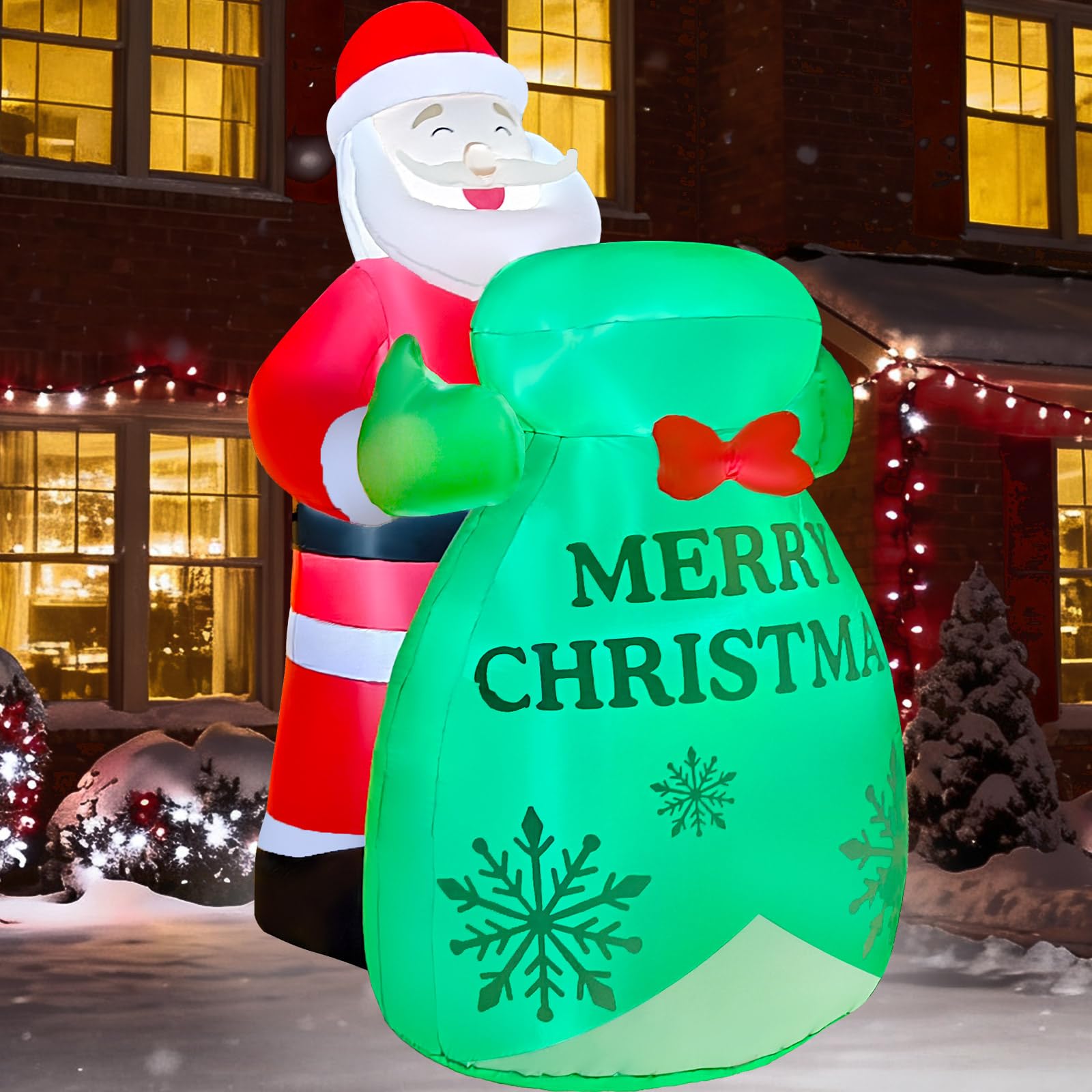 2025 Christmas Inflatable Santa Claus 8FT Santa Holding A Gift Bag Christmas Inflatables Outdoor Decoration Xmas Santa Blow Up Y