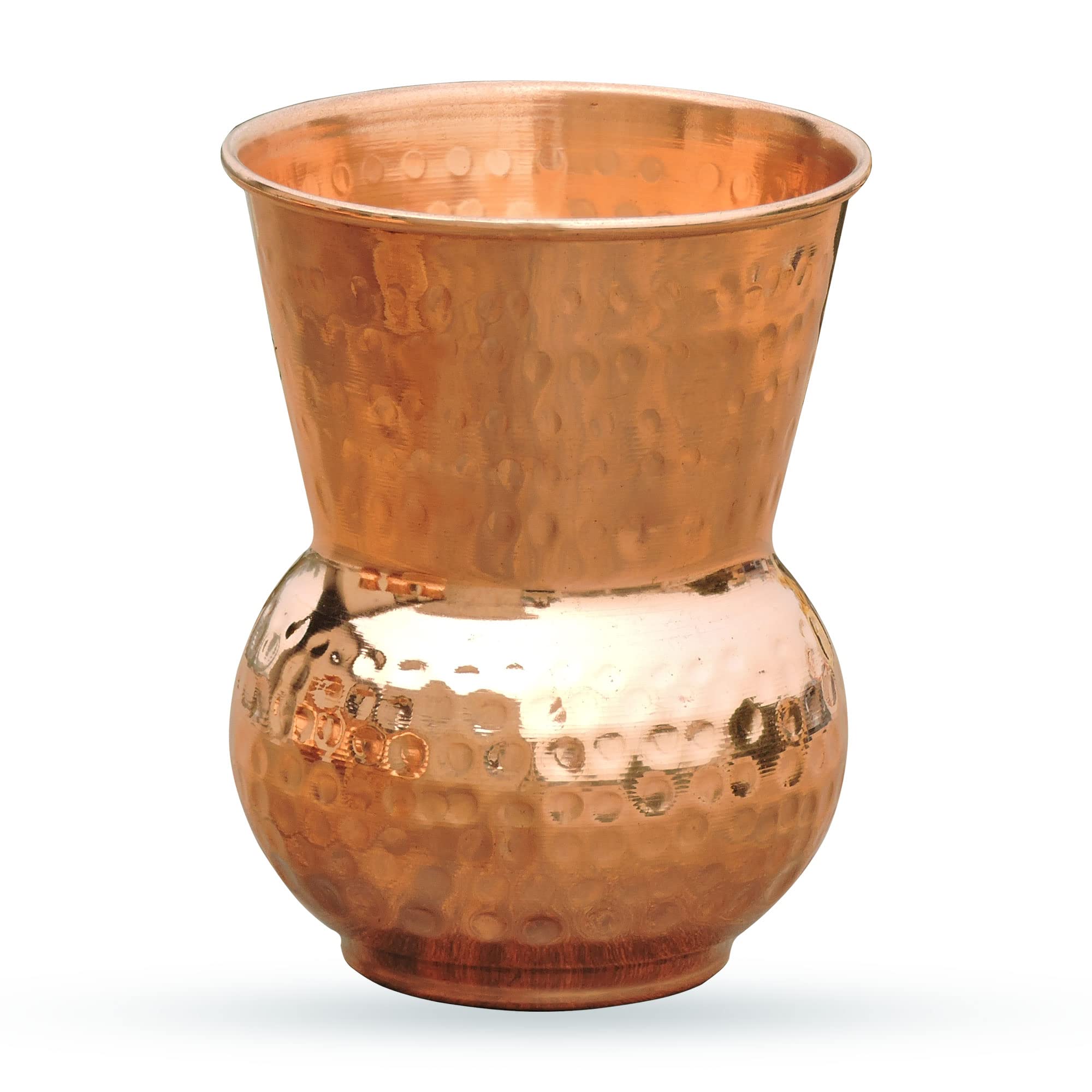 Hammered Copper Tumbler, Lacquered-Free, Unlined And Uncoated - 400 Ml, For Ayurveda Health Benefits (Traditional - 400 Ml)