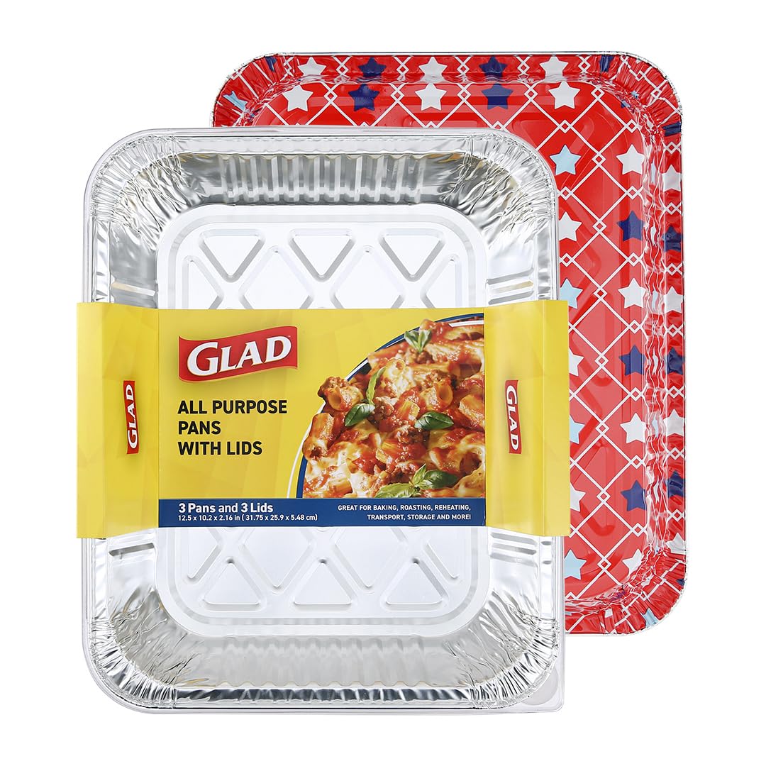 Glad Oval Roaster Pans, 2ct - 2 Count Foil Roasting Pans - Foil Baking Pan Disposable - Oval Aluminum Pan for Baking, Roasting, 