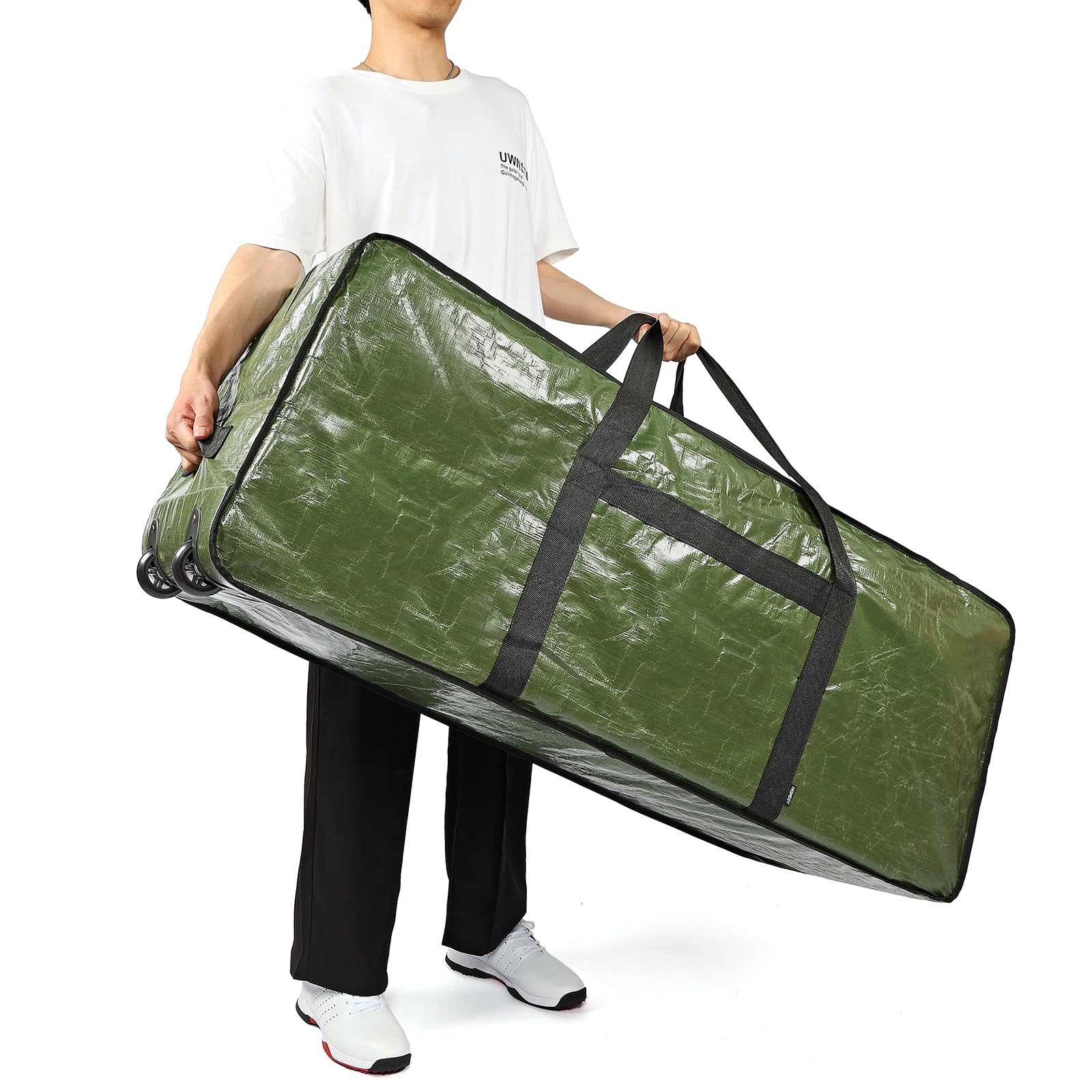 HOMEST Christmas Tree Storage Bag, 7.5ft, Green, Zippered with Wheels & Handles, Model TRYB0186