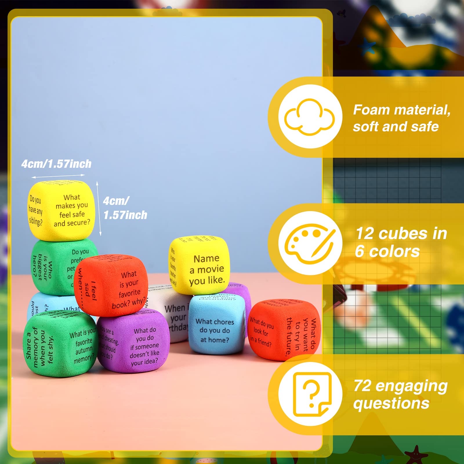 Hanaive 12 Pcs Learning Conversation Cubes Social Emotional Learning Activities Family Dice Game Speech Therapy For Kids Teacher