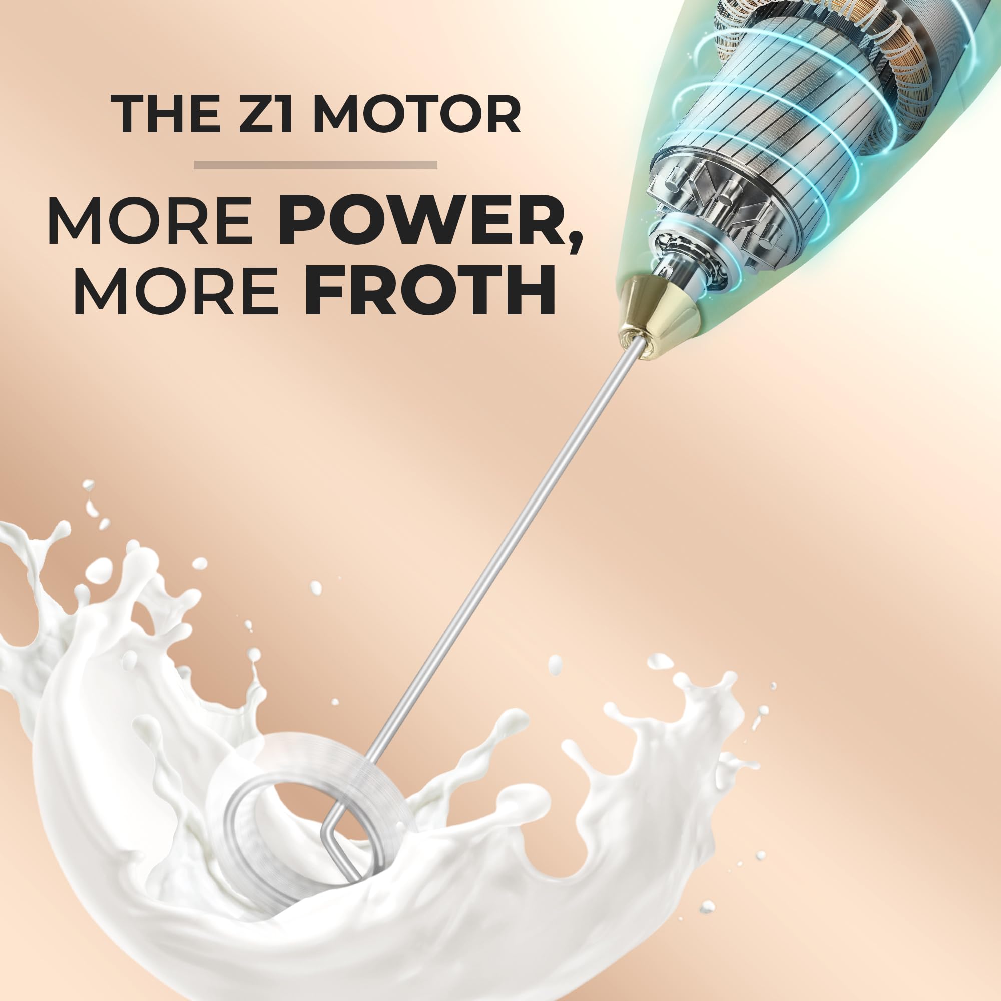 Zulay Kitchen Powerful Milk Frother Wand With 4 AA Duracell Batteries - Ultra Fast Handheld Drink Mixer - Electric Whisk Foam Ma